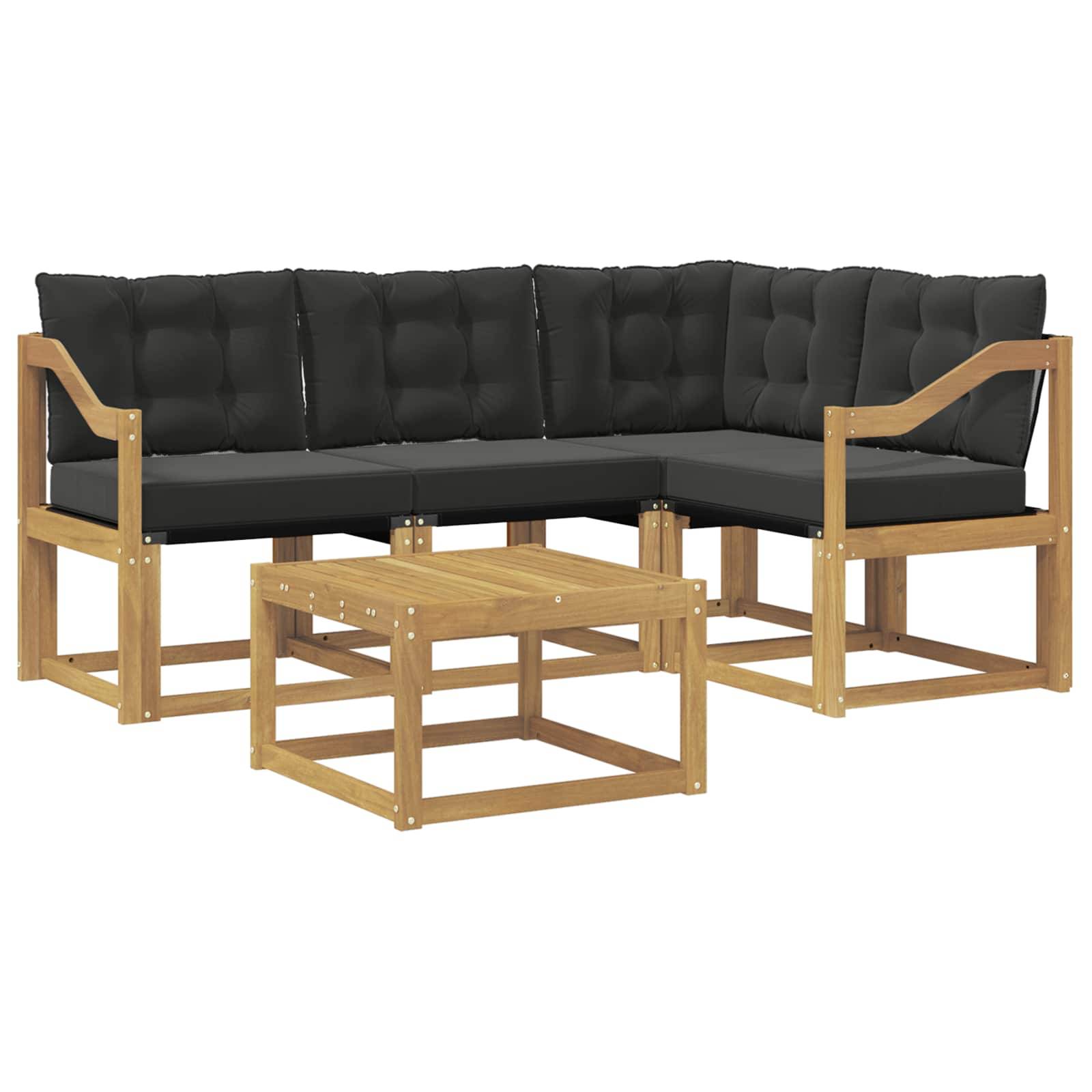 vidaXL Outdoor-Sofagarnitur mit Kissen 5 pcs Weiß und Schwarz