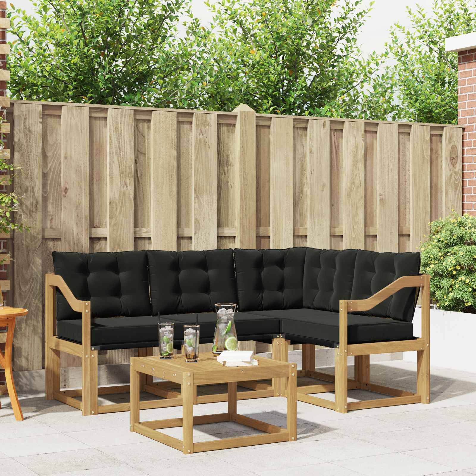 vidaXL Outdoor-Sofagarnitur mit Kissen 5 pcs Weiß und Schwarz