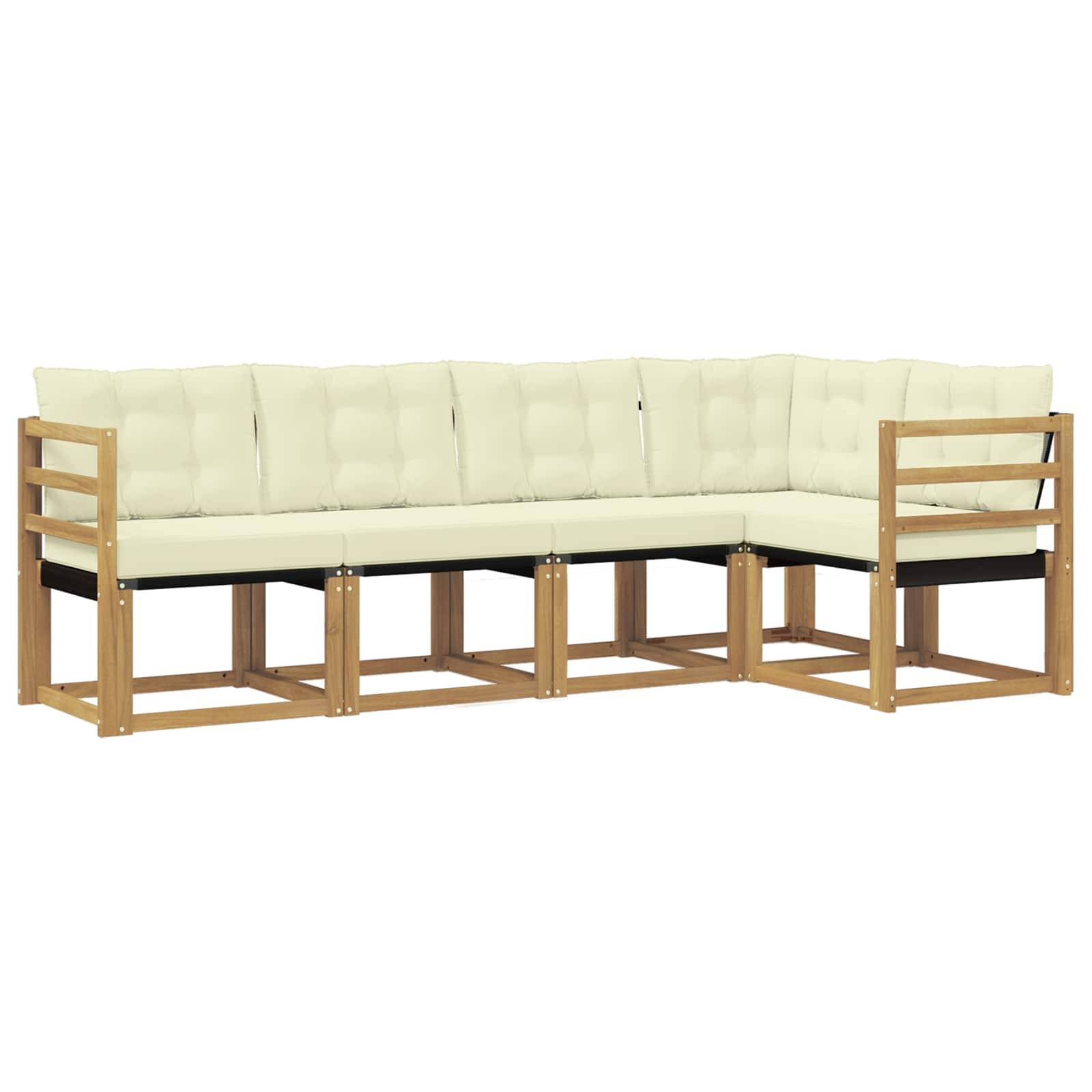 vidaXL Outdoor-Sofagarnitur mit Kissen 5 pcs Weiß und Creme