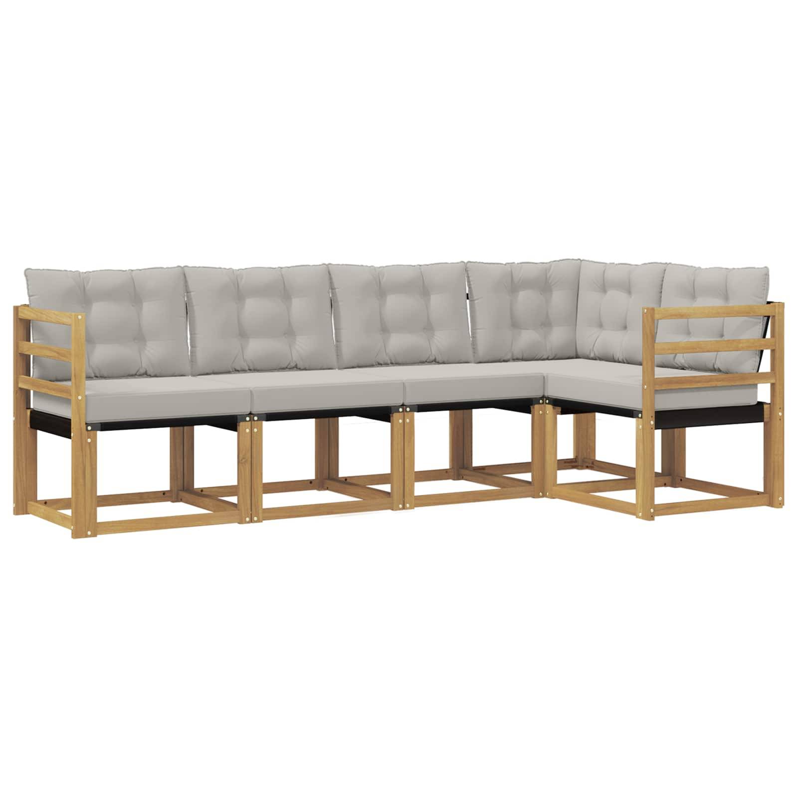 vidaXL Outdoor-Sofagarnitur mit Kissen 5 pcs Weiß und Hellgrau