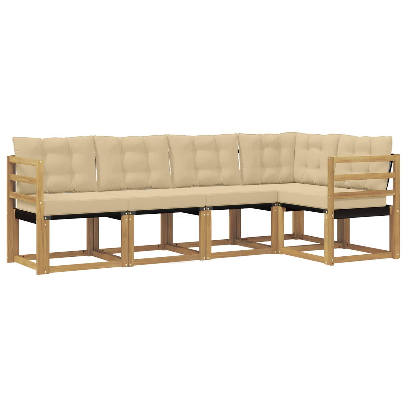 vidaXL Outdoor-Sofagarnitur mit Kissen 5 pcs Weiß und Beige