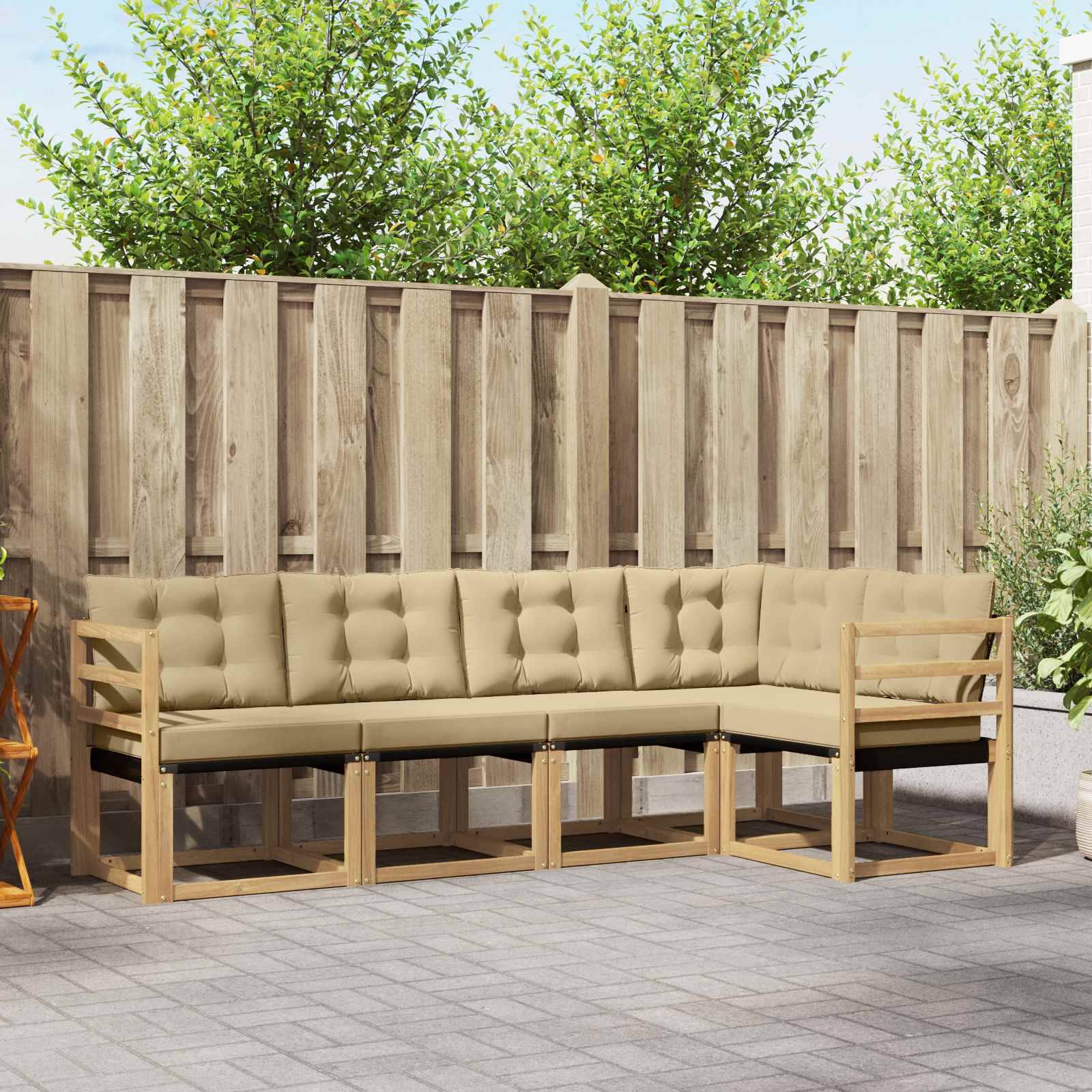 vidaXL Outdoor-Sofagarnitur mit Kissen 5 pcs Weiß und Beige
