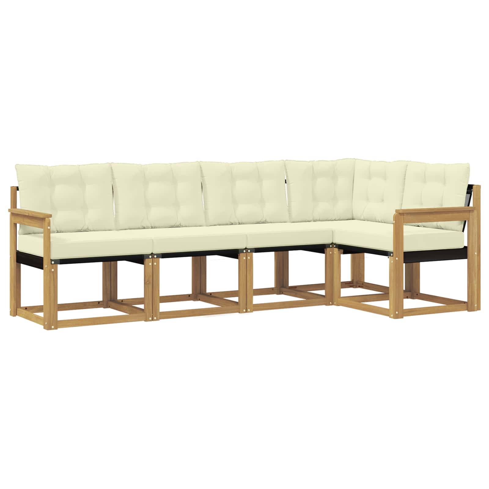vidaXL Outdoor-Sofagarnitur mit Kissen 5 pcs Weiß und Creme