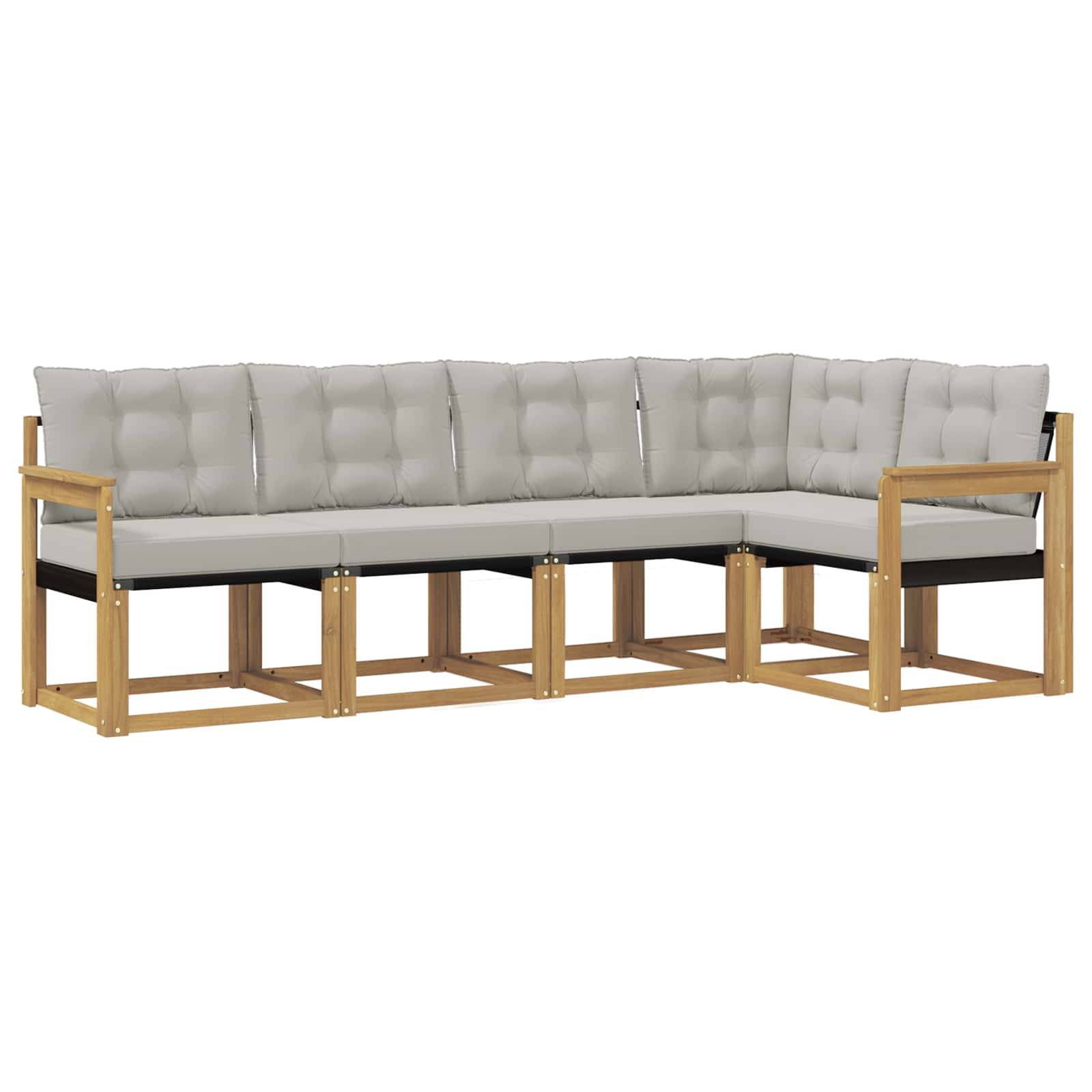 vidaXL Outdoor-Sofagarnitur mit Kissen 5 pcs Weiß und Hellgrau