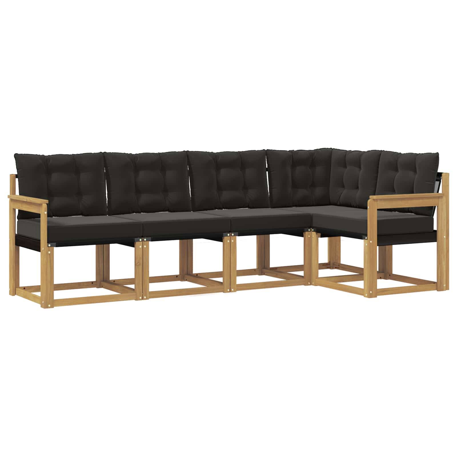 vidaXL Outdoor-Sofagarnitur mit Kissen 5 pcs Weiß und Schwarz