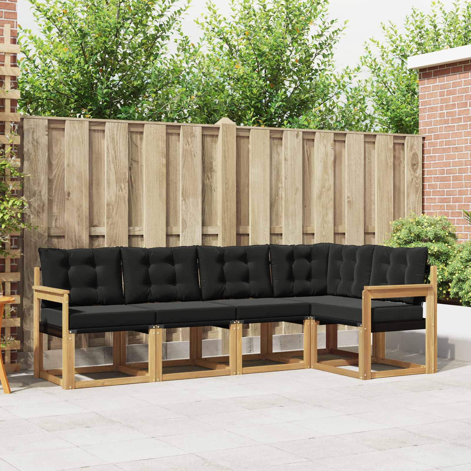vidaXL Outdoor-Sofagarnitur mit Kissen 5 pcs Weiß und Schwarz