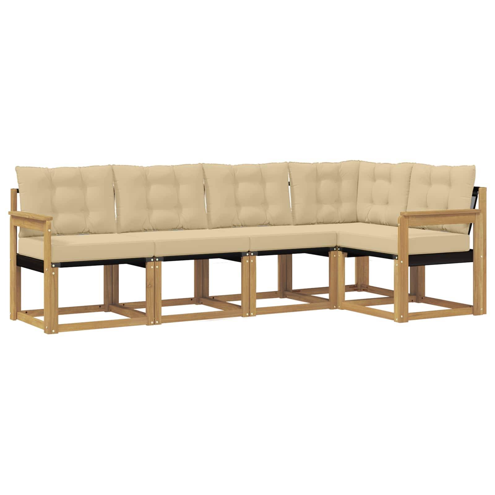 vidaXL Outdoor-Sofagarnitur mit Kissen 5 pcs Weiß und Beige
