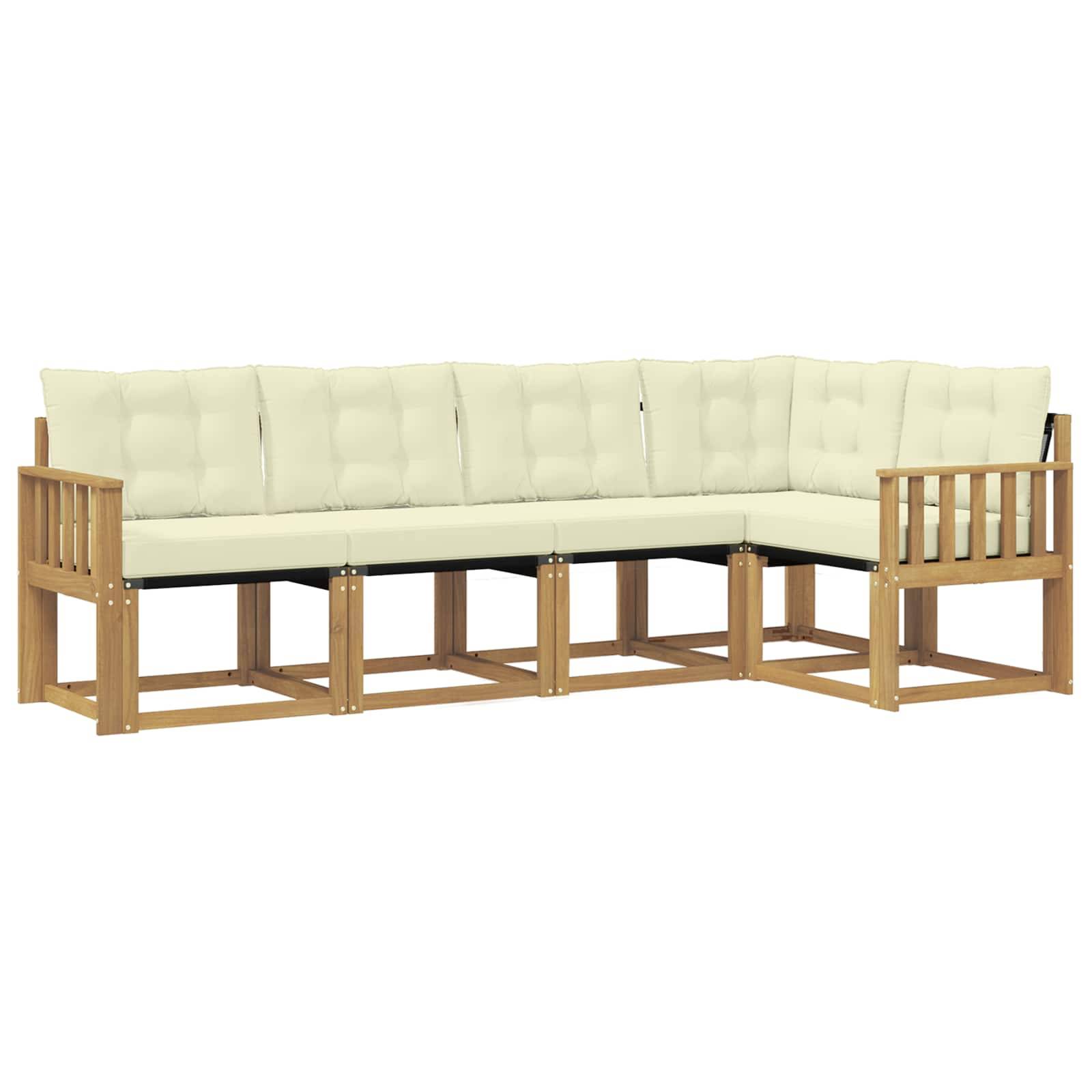 vidaXL Outdoor-Sofagarnitur mit Kissen 5 pcs Weiß und Creme