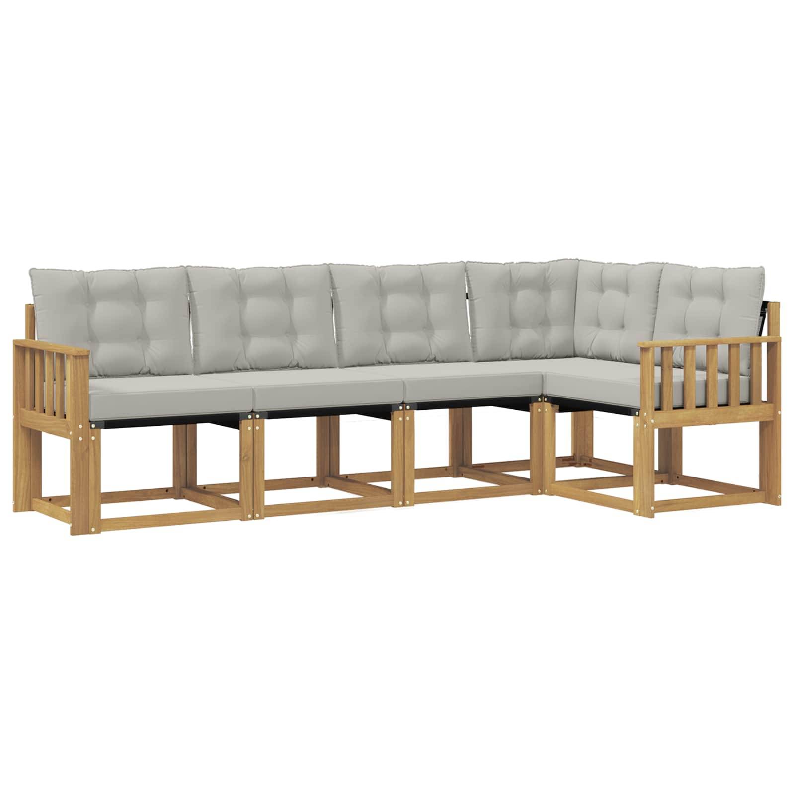 vidaXL Outdoor-Sofagarnitur mit Kissen 5 pcs Weiß und Hellgrau