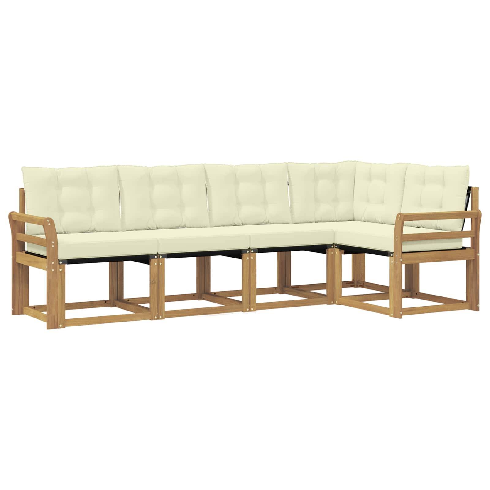 vidaXL Outdoor-Sofagarnitur mit Kissen 5 pcs Weiß und Creme