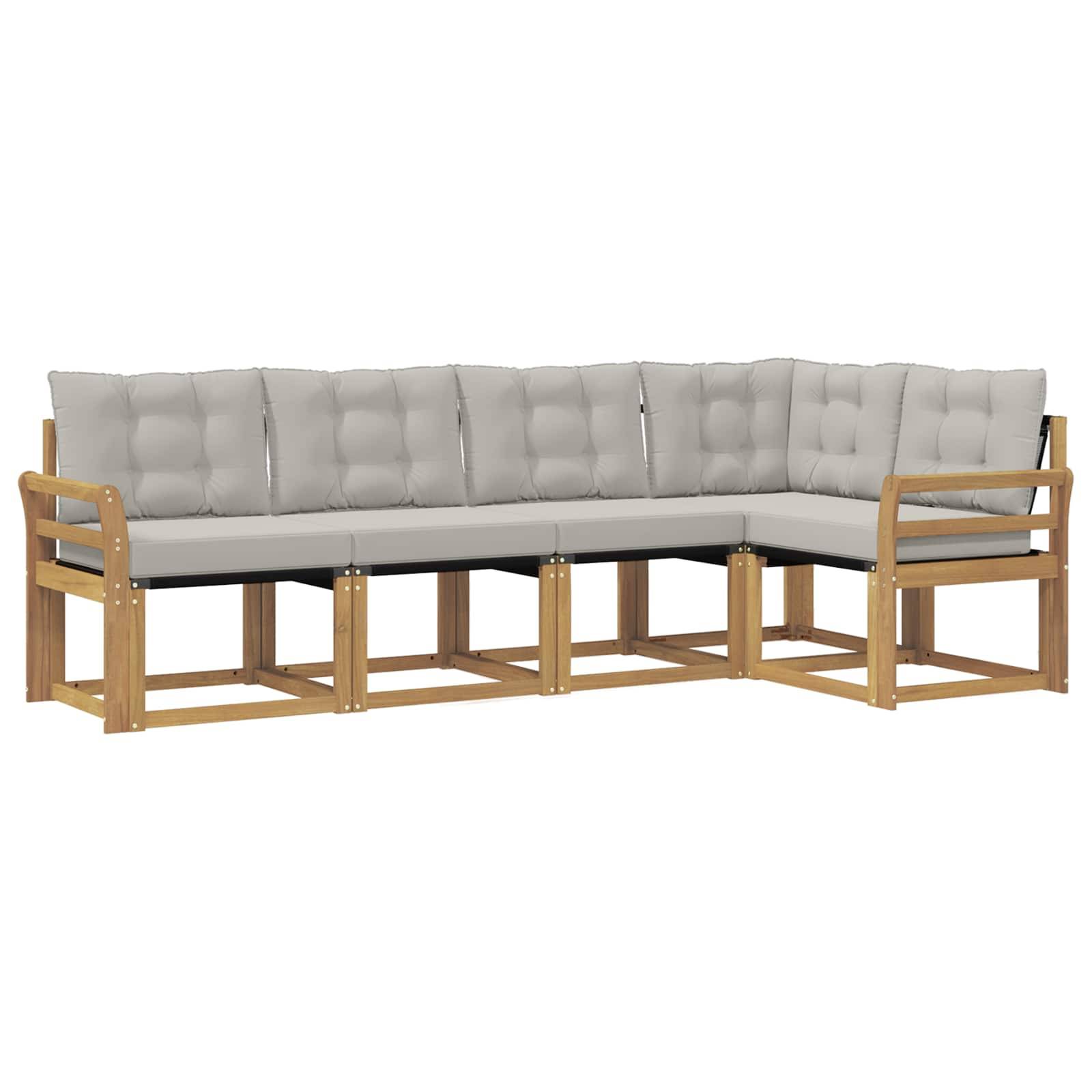 vidaXL Outdoor-Sofagarnitur mit Kissen 5 pcs Weiß und Hellgrau