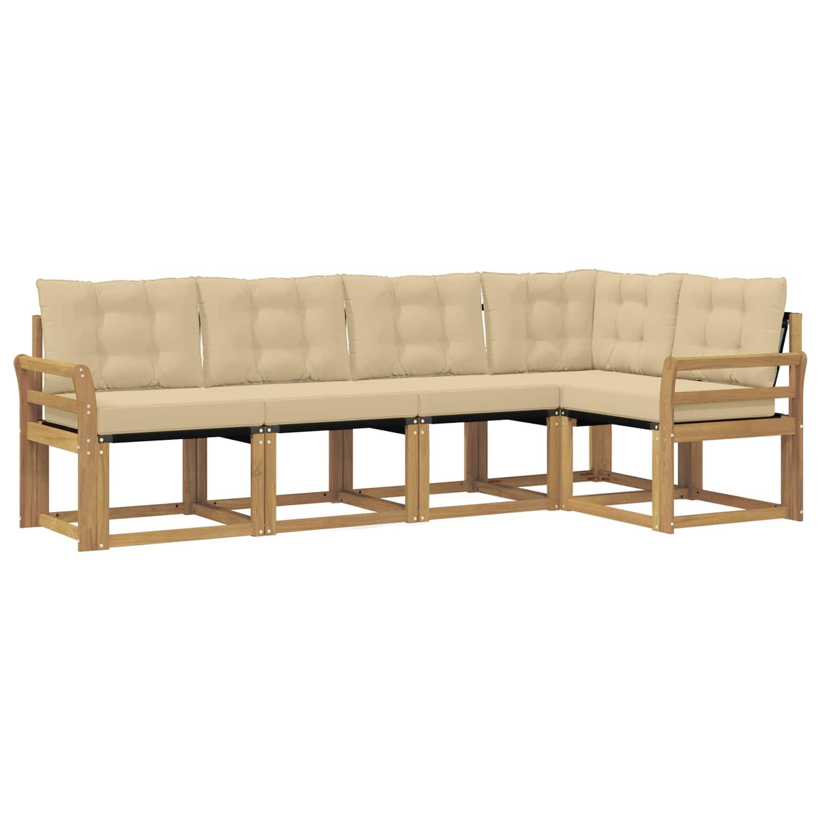 vidaXL Outdoor-Sofagarnitur mit Kissen 5 pcs Weiß und Beige