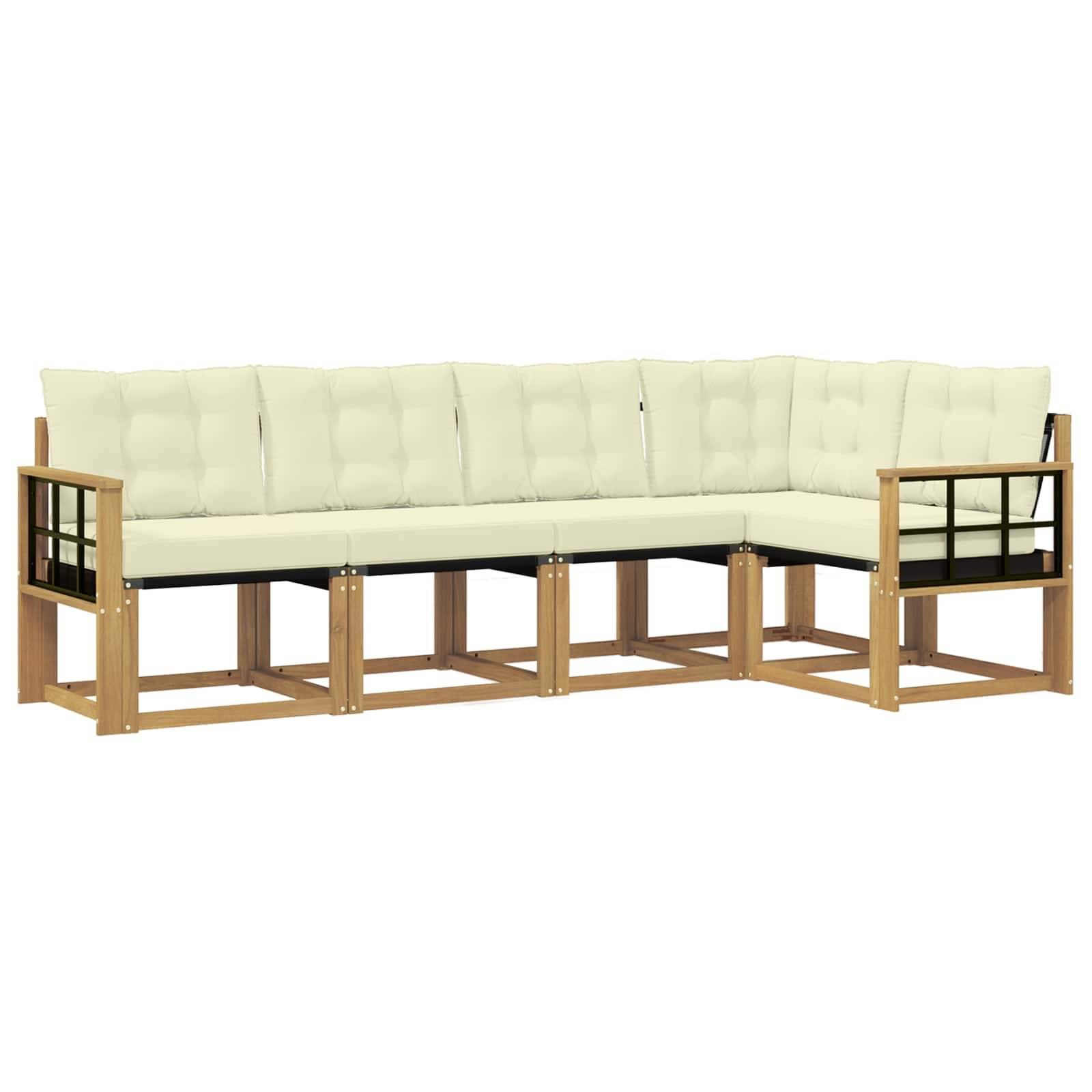 vidaXL Outdoor-Sofagarnitur mit Kissen 5 pcs Weiß und Creme