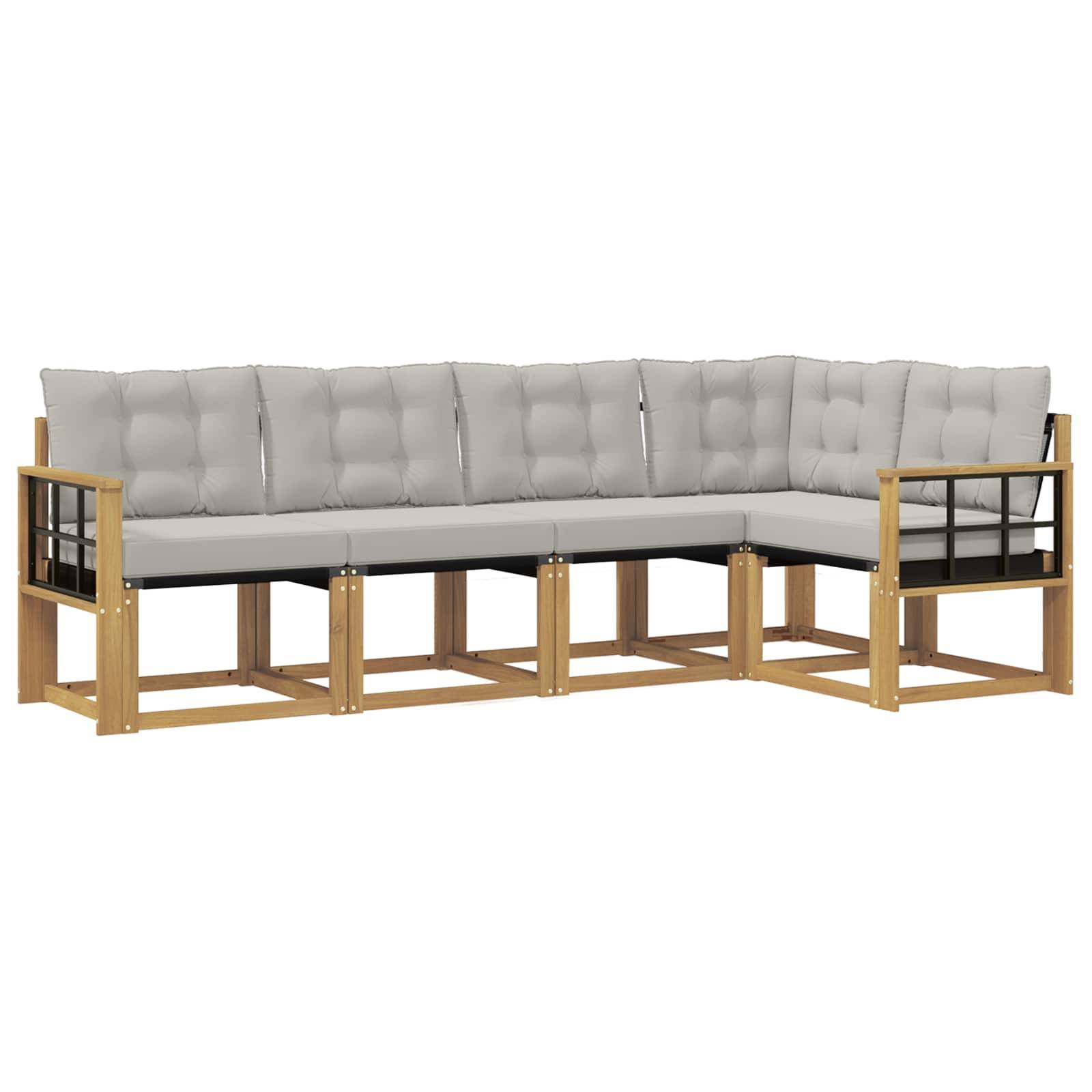 vidaXL Outdoor-Sofagarnitur mit Kissen 5 pcs Weiß und Hellgrau