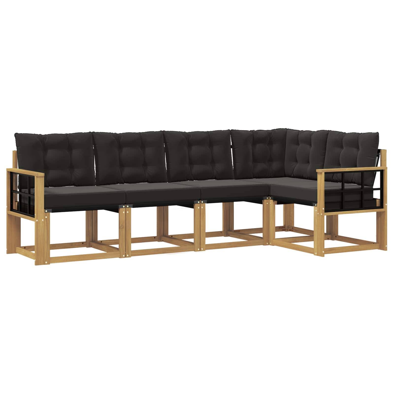 vidaXL Outdoor-Sofagarnitur mit Kissen 5 pcs Weiß und Schwarz