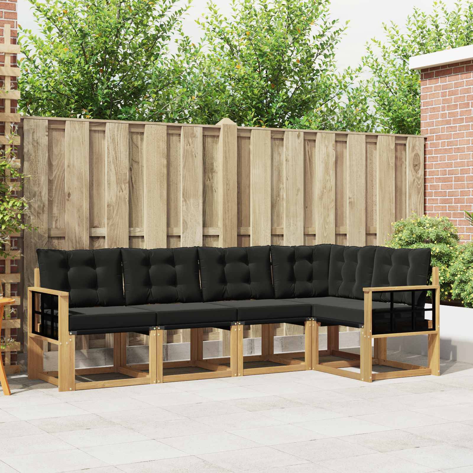 vidaXL Outdoor-Sofagarnitur mit Kissen 5 pcs Weiß und Schwarz