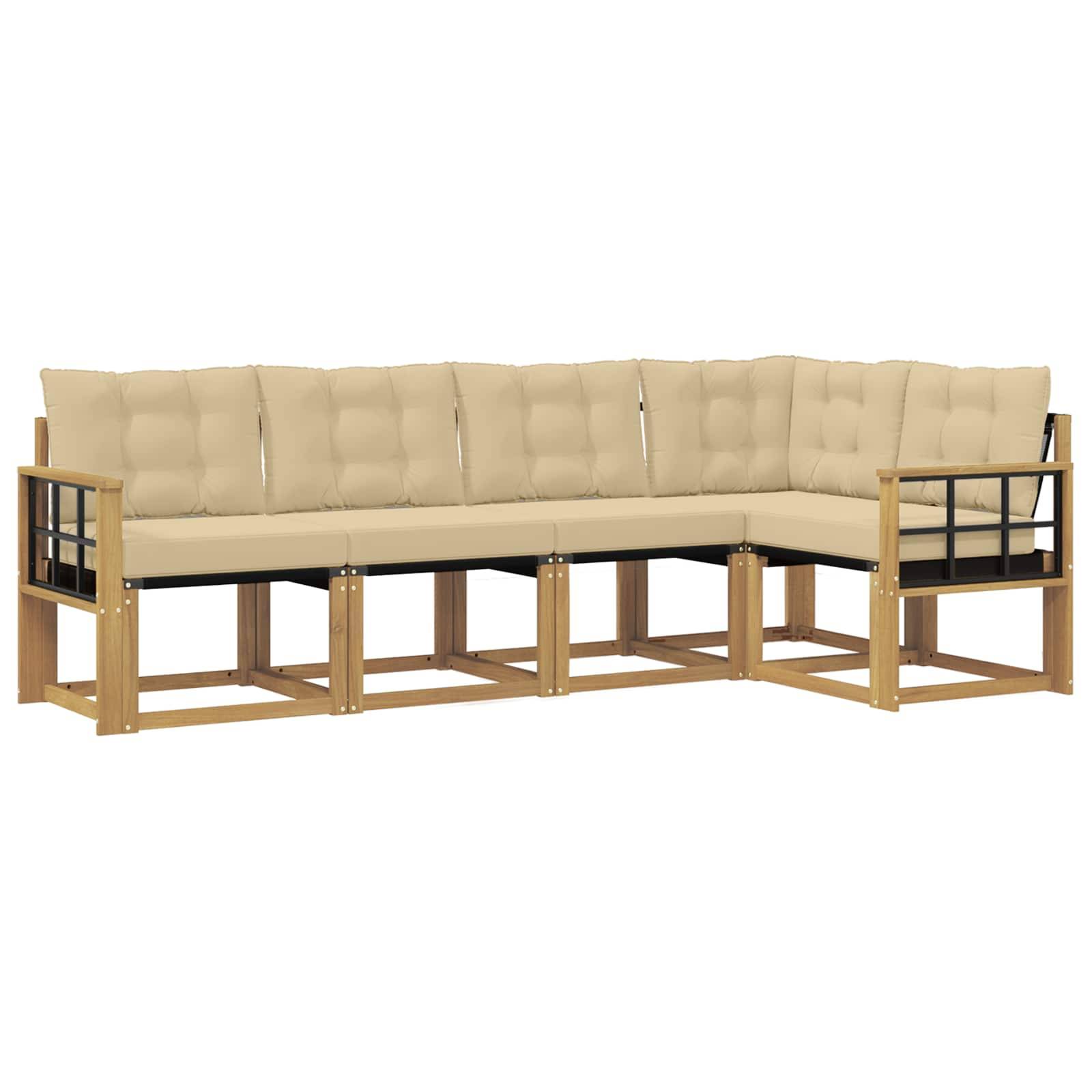 vidaXL Outdoor-Sofagarnitur mit Kissen 5 pcs Weiß und Beige