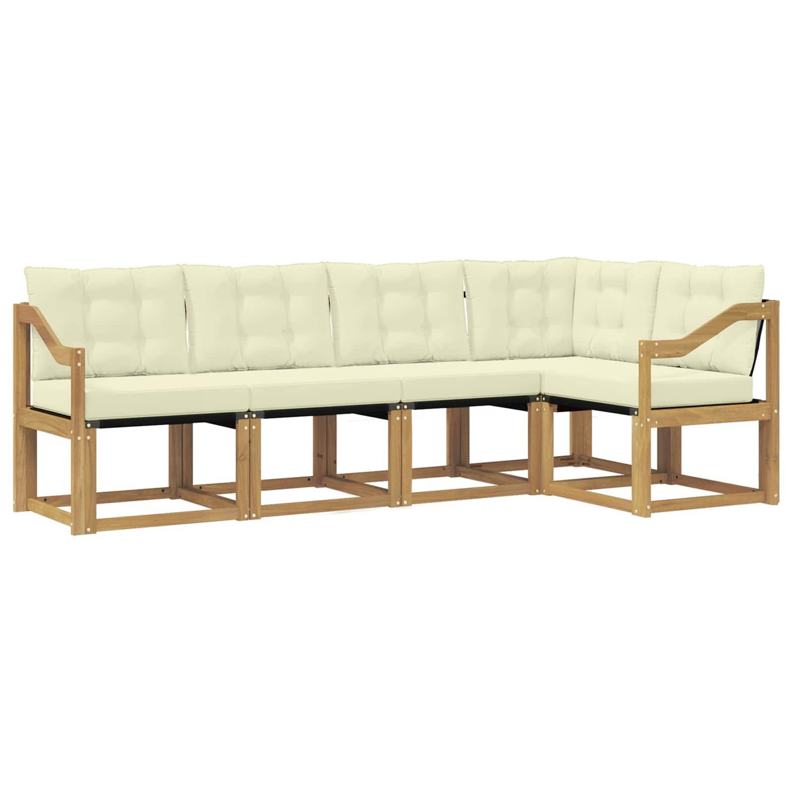 vidaXL Outdoor-Sofagarnitur mit Kissen 5 pcs Weiß und Creme