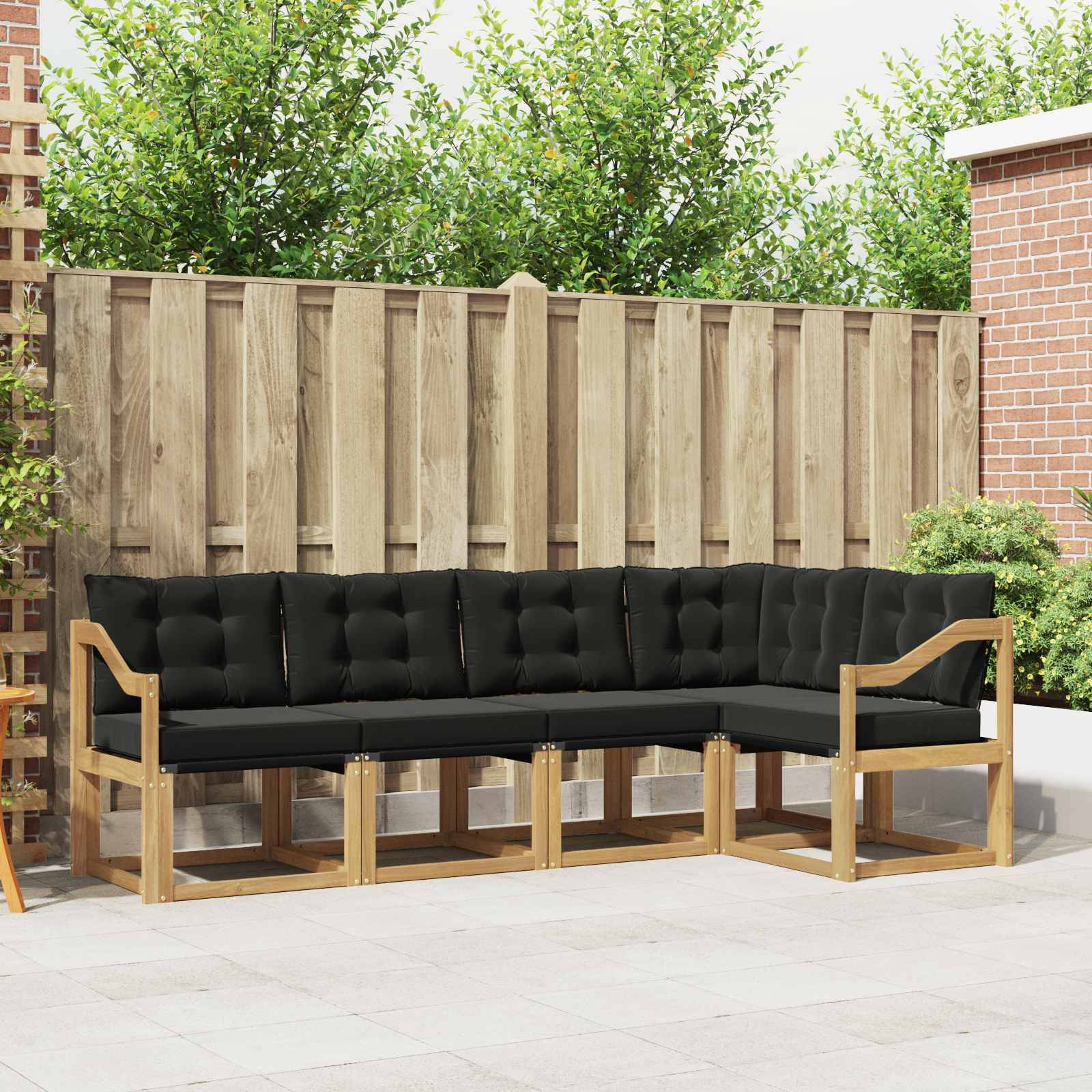 vidaXL Outdoor-Sofagarnitur mit Kissen 5 pcs Weiß und Schwarz