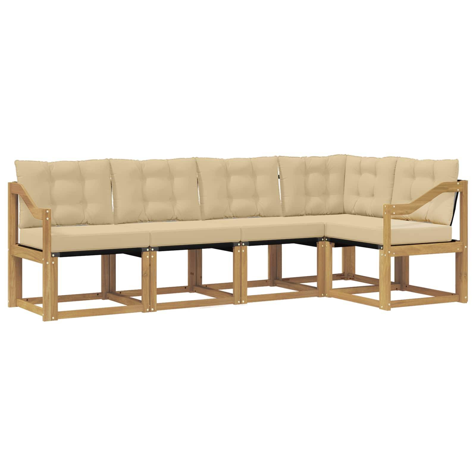 vidaXL Outdoor-Sofagarnitur mit Kissen 5 pcs Weiß und Beige
