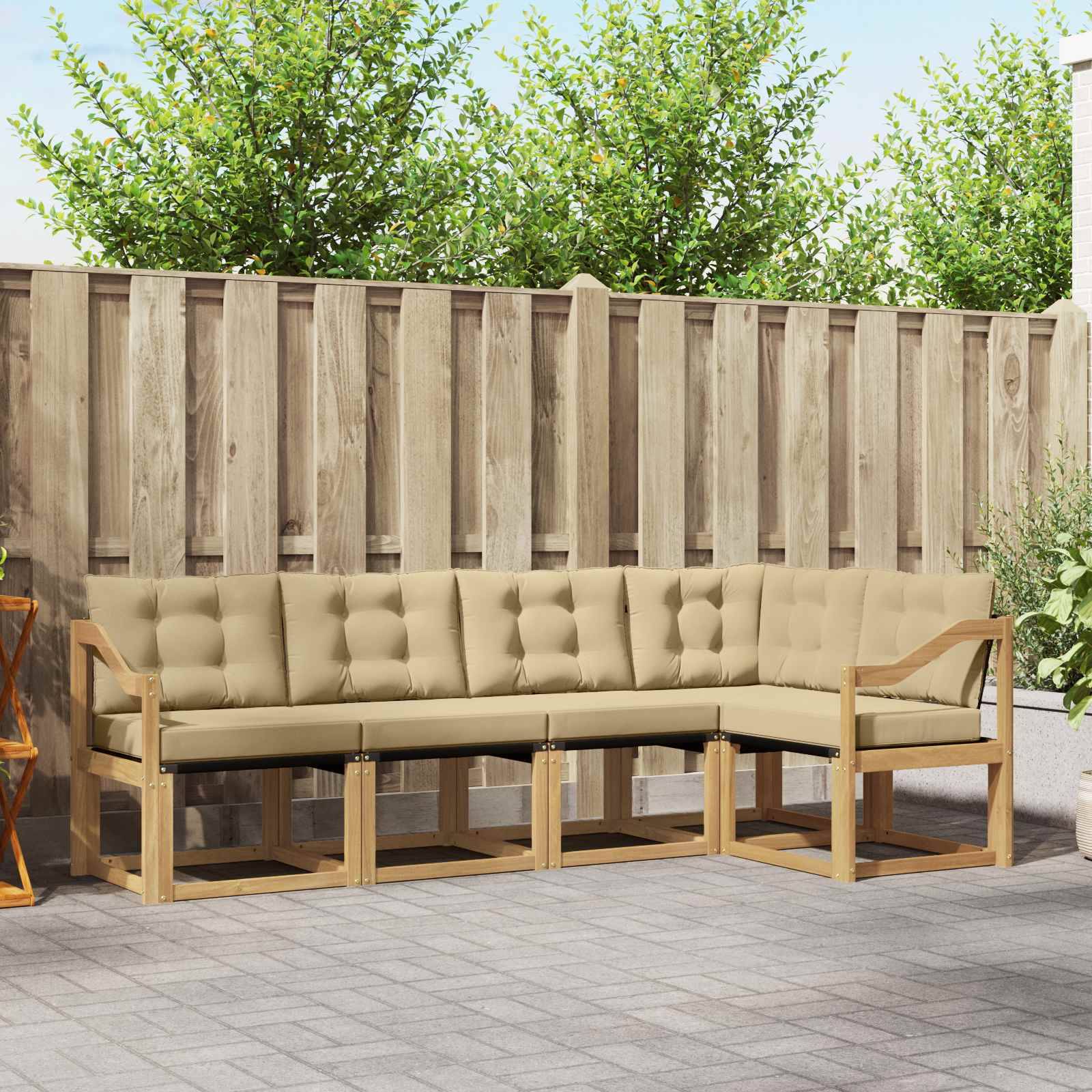 vidaXL Outdoor-Sofagarnitur mit Kissen 5 pcs Weiß und Beige