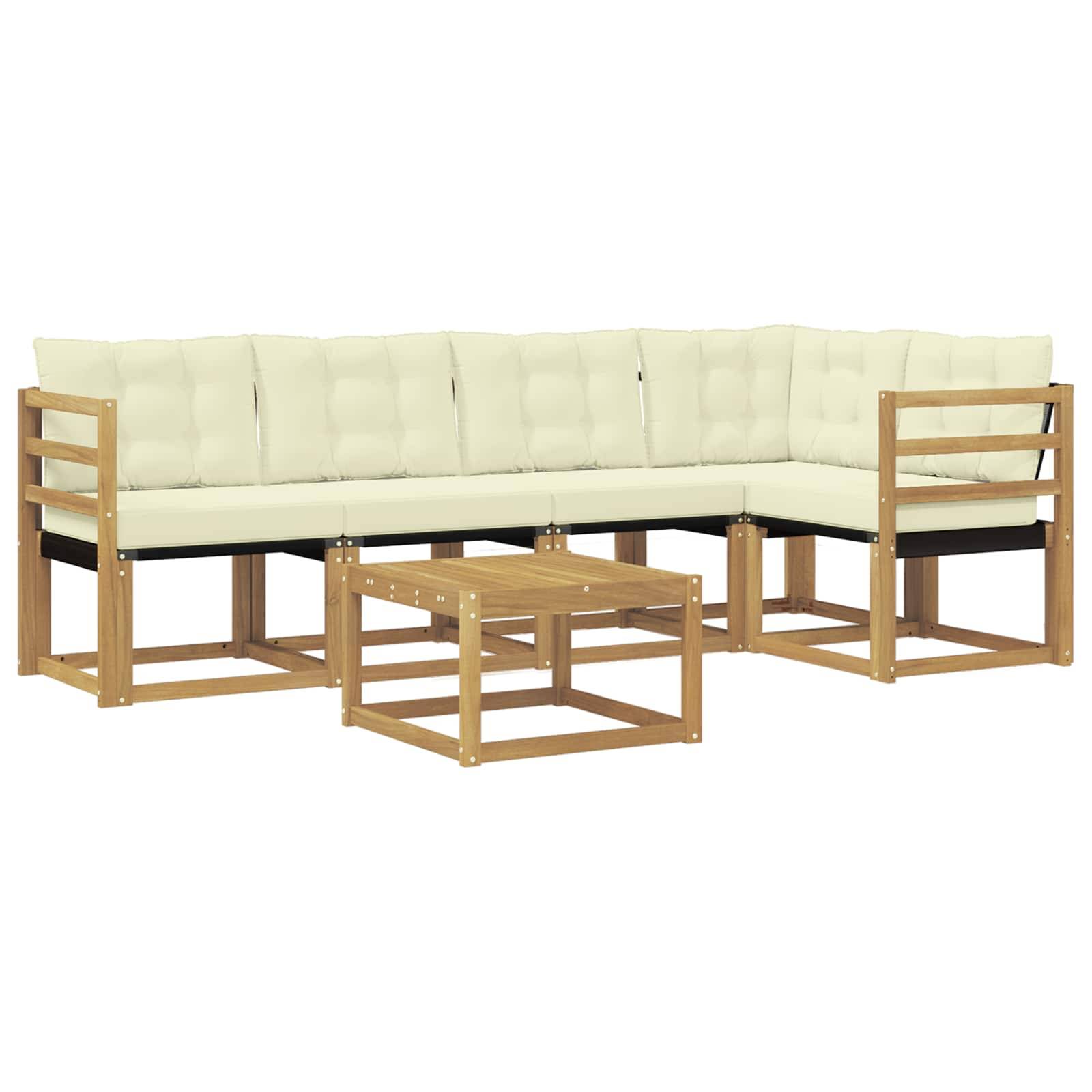 vidaXL Outdoor-Sofagarnitur mit Kissen 6 pcs Weiß und Creme