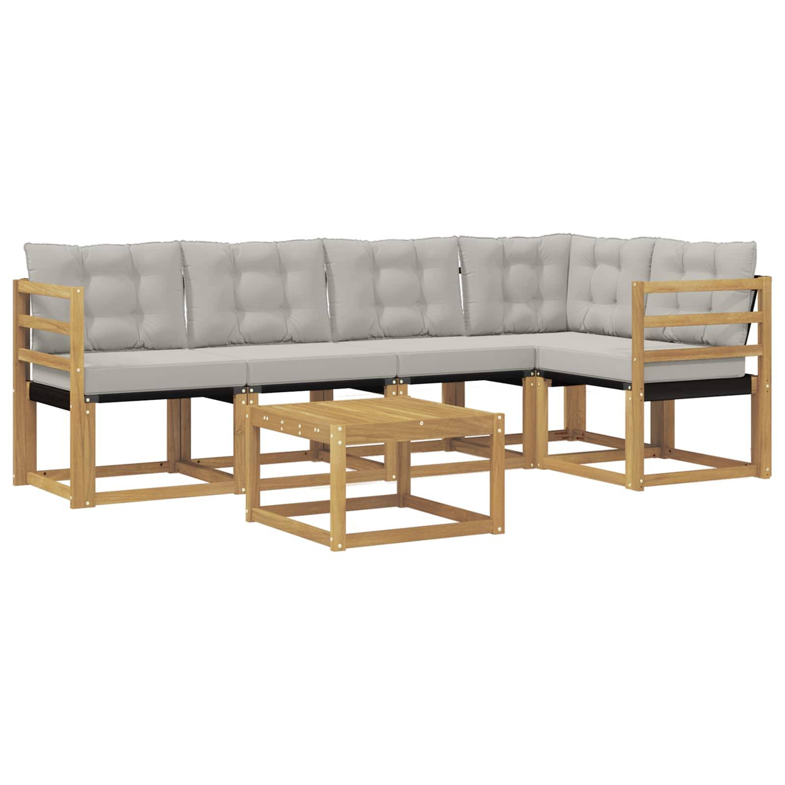 vidaXL Outdoor-Sofagarnitur mit Kissen 6 pcs Weiß und Hellgrau