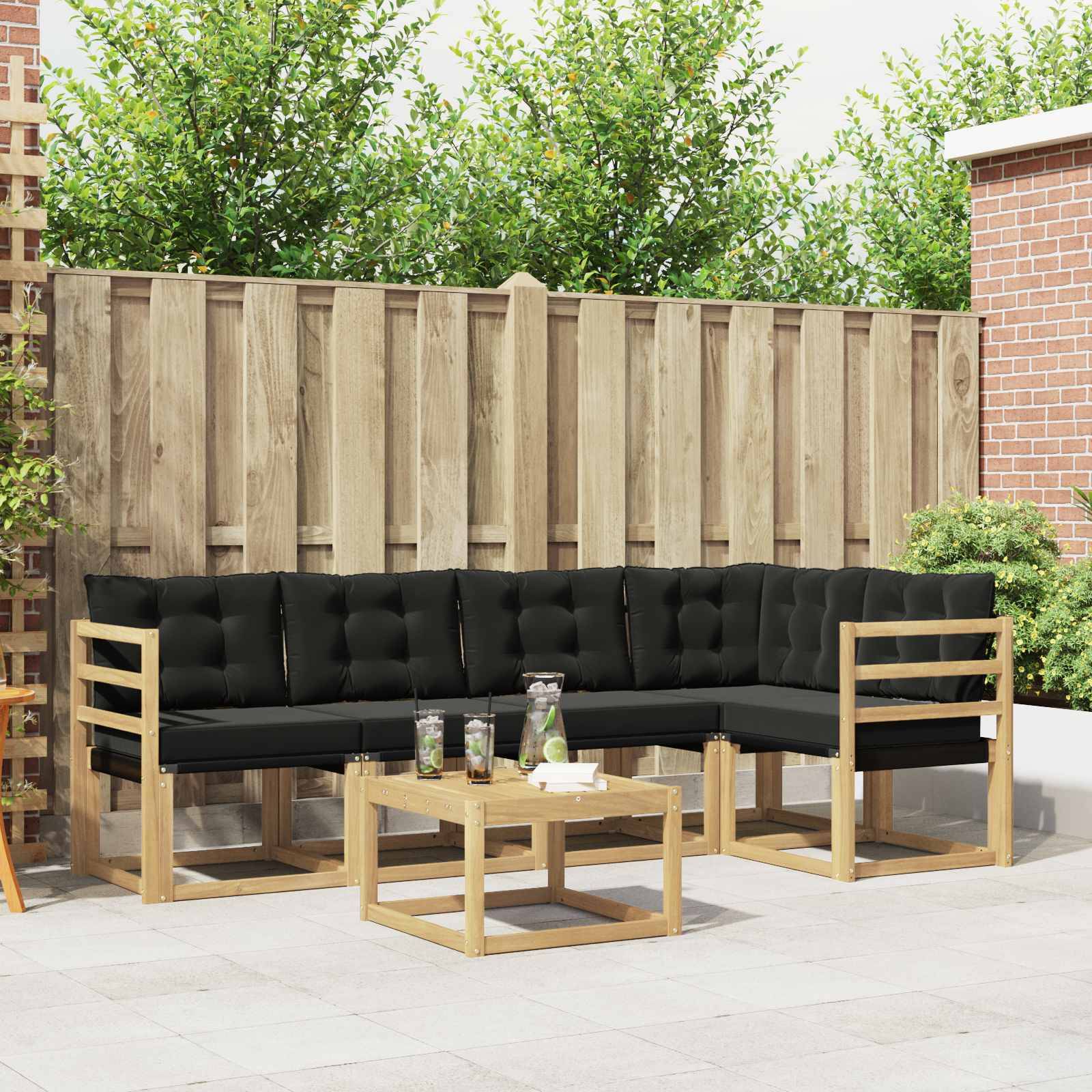 vidaXL Outdoor-Sofagarnitur mit Kissen 6 pcs Weiß und Schwarz