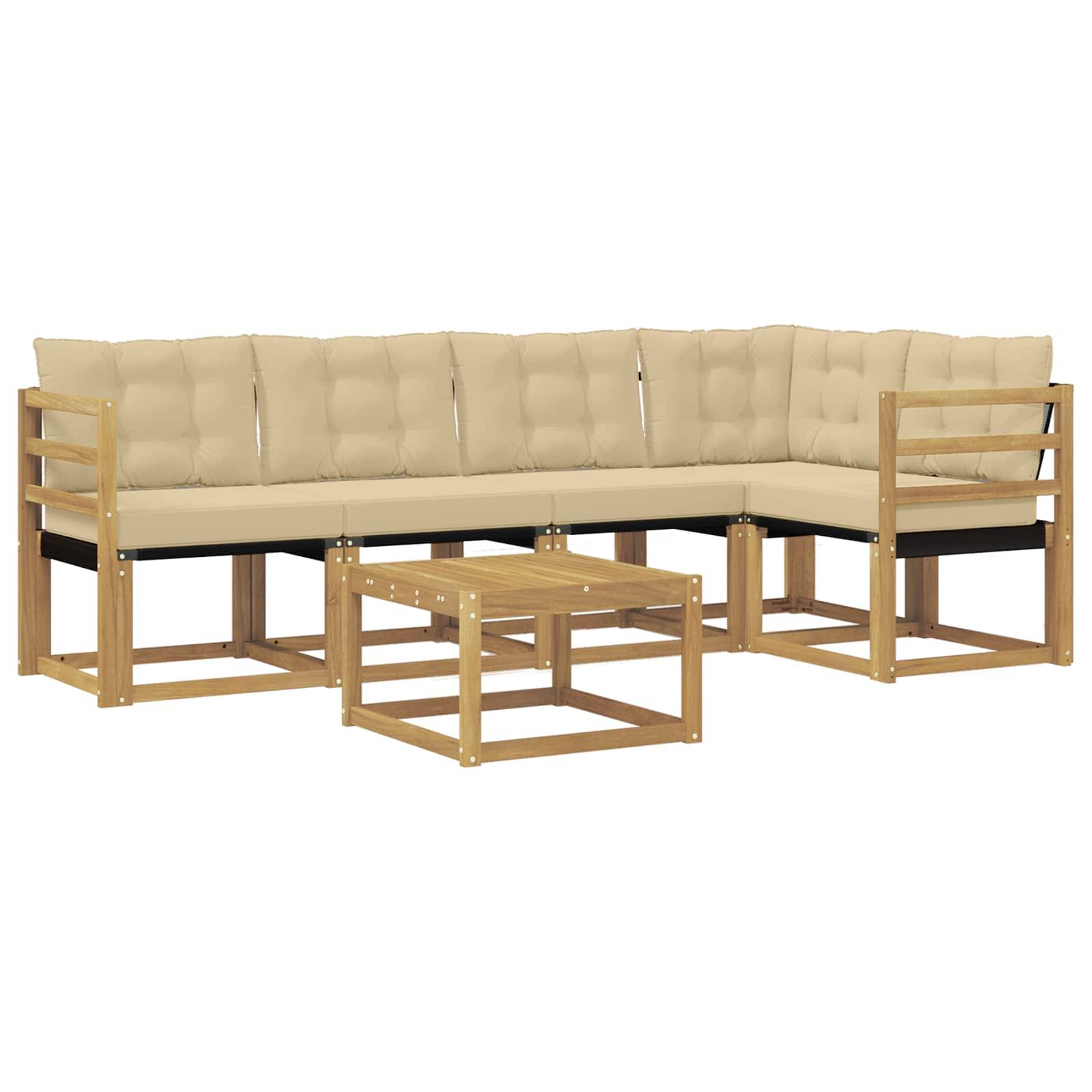 vidaXL Outdoor-Sofagarnitur mit Kissen 6 pcs Weiß und Beige