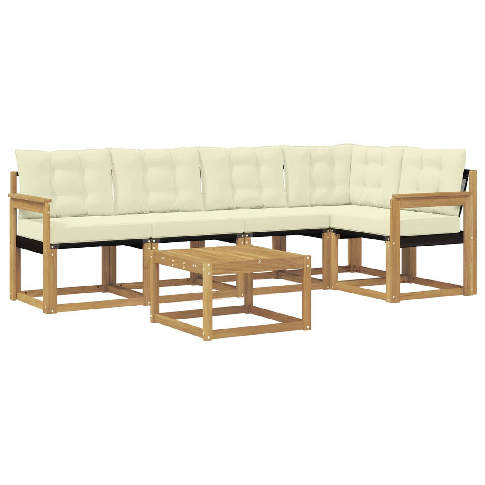 vidaXL Outdoor-Sofagarnitur mit Kissen 6 pcs Weiß und Creme