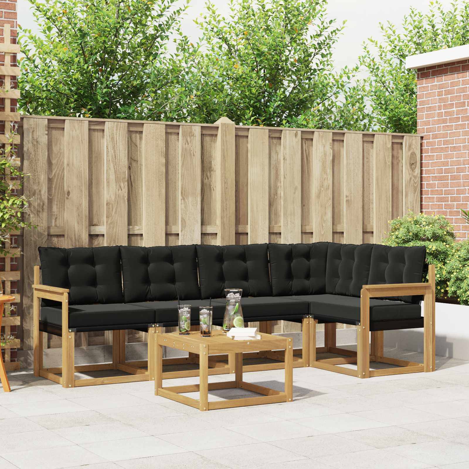 vidaXL Outdoor-Sofagarnitur mit Kissen 6 pcs Weiß und Schwarz