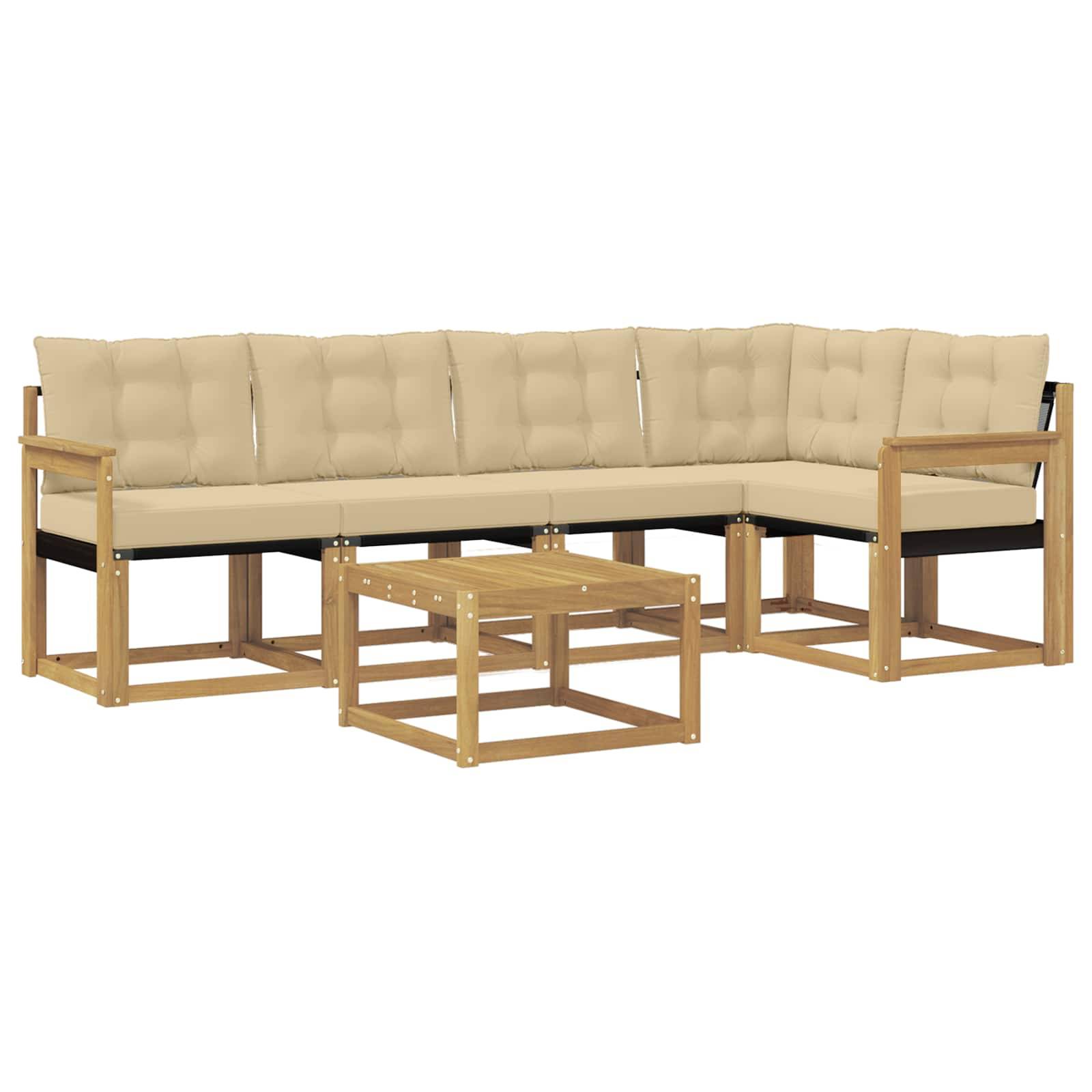vidaXL Outdoor-Sofagarnitur mit Kissen 6 pcs Weiß und Beige