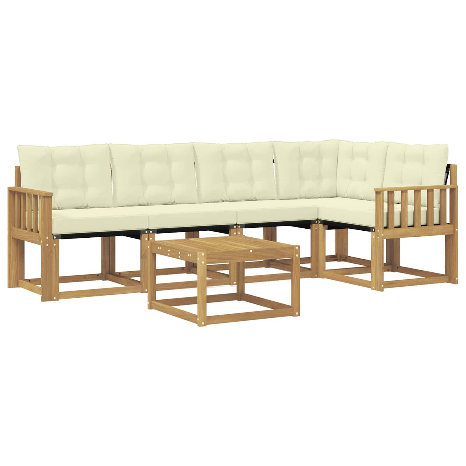 vidaXL Outdoor-Sofagarnitur mit Kissen 6 pcs Weiß und Creme
