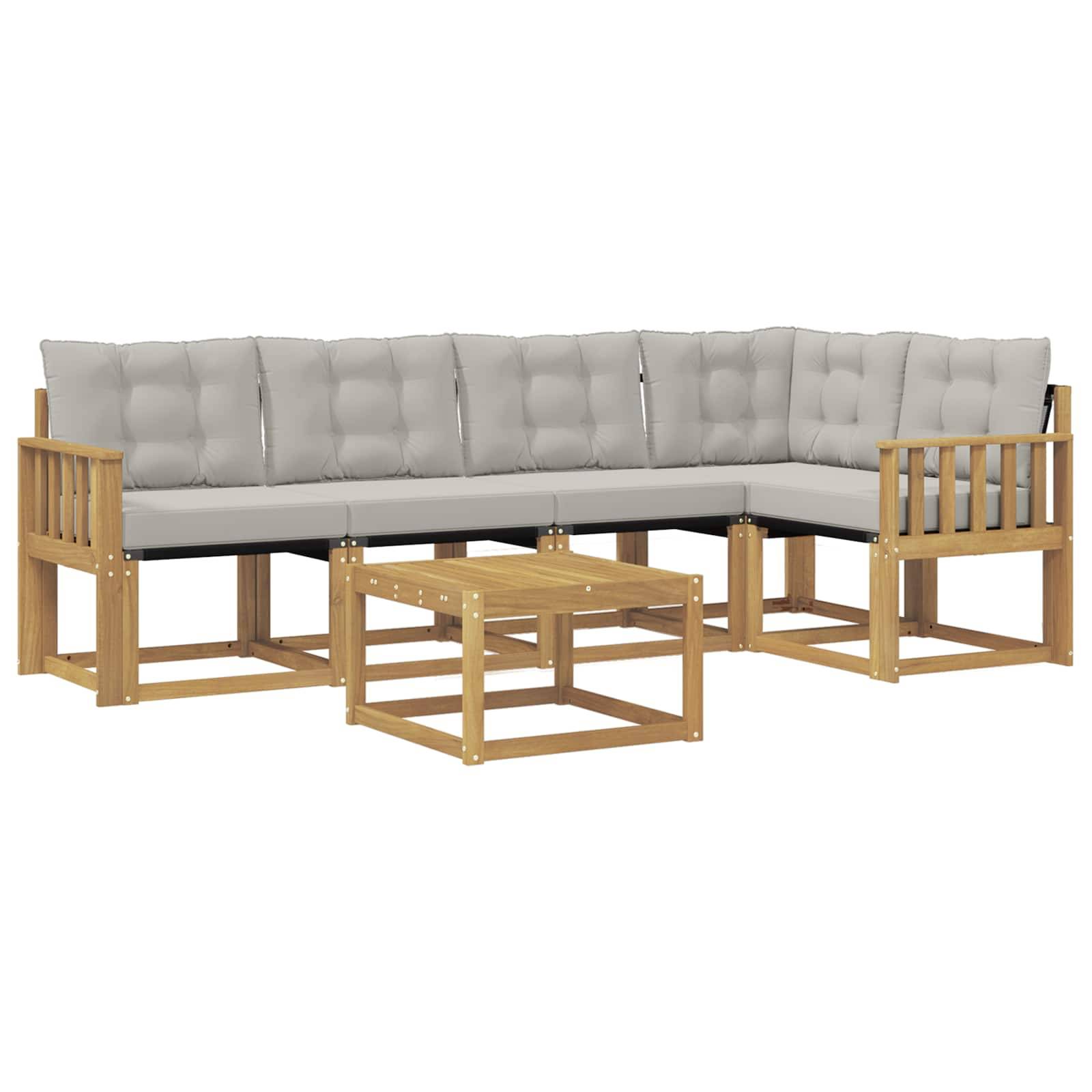 vidaXL Outdoor-Sofagarnitur mit Kissen 6 pcs Weiß und Hellgrau