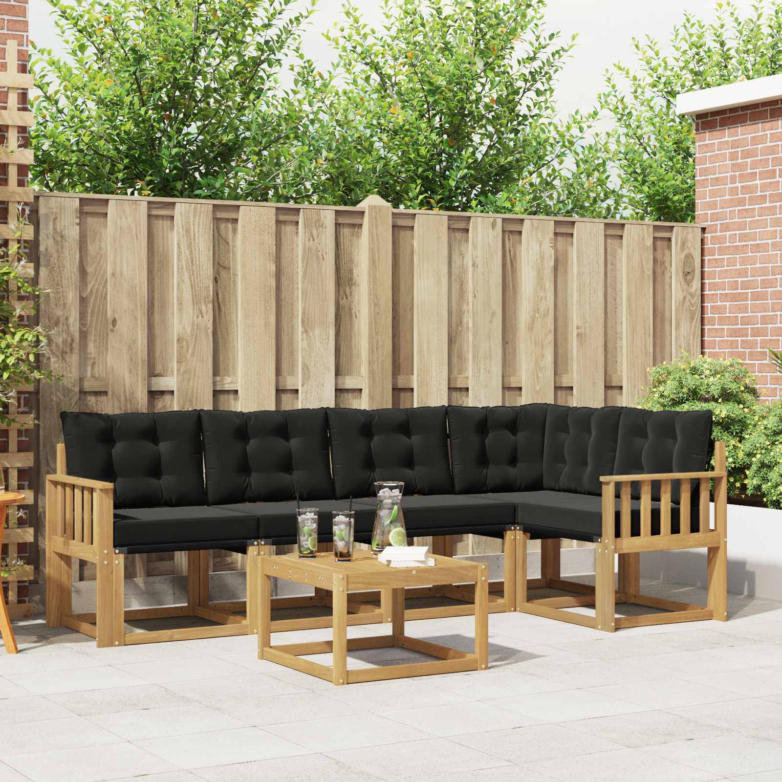 vidaXL Outdoor-Sofagarnitur mit Kissen 6 pcs Weiß und Schwarz
