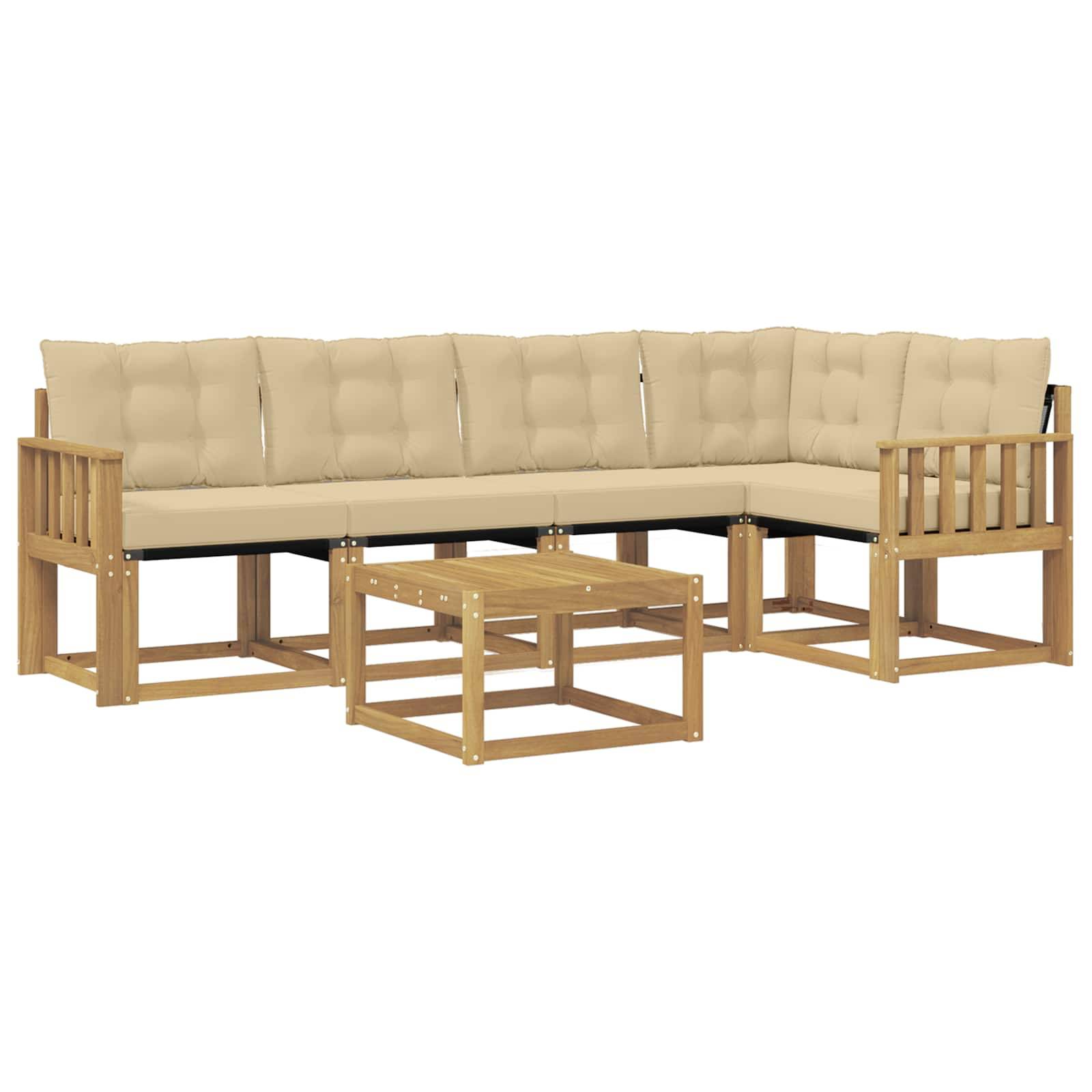 vidaXL Outdoor-Sofagarnitur mit Kissen 6 pcs Weiß und Beige