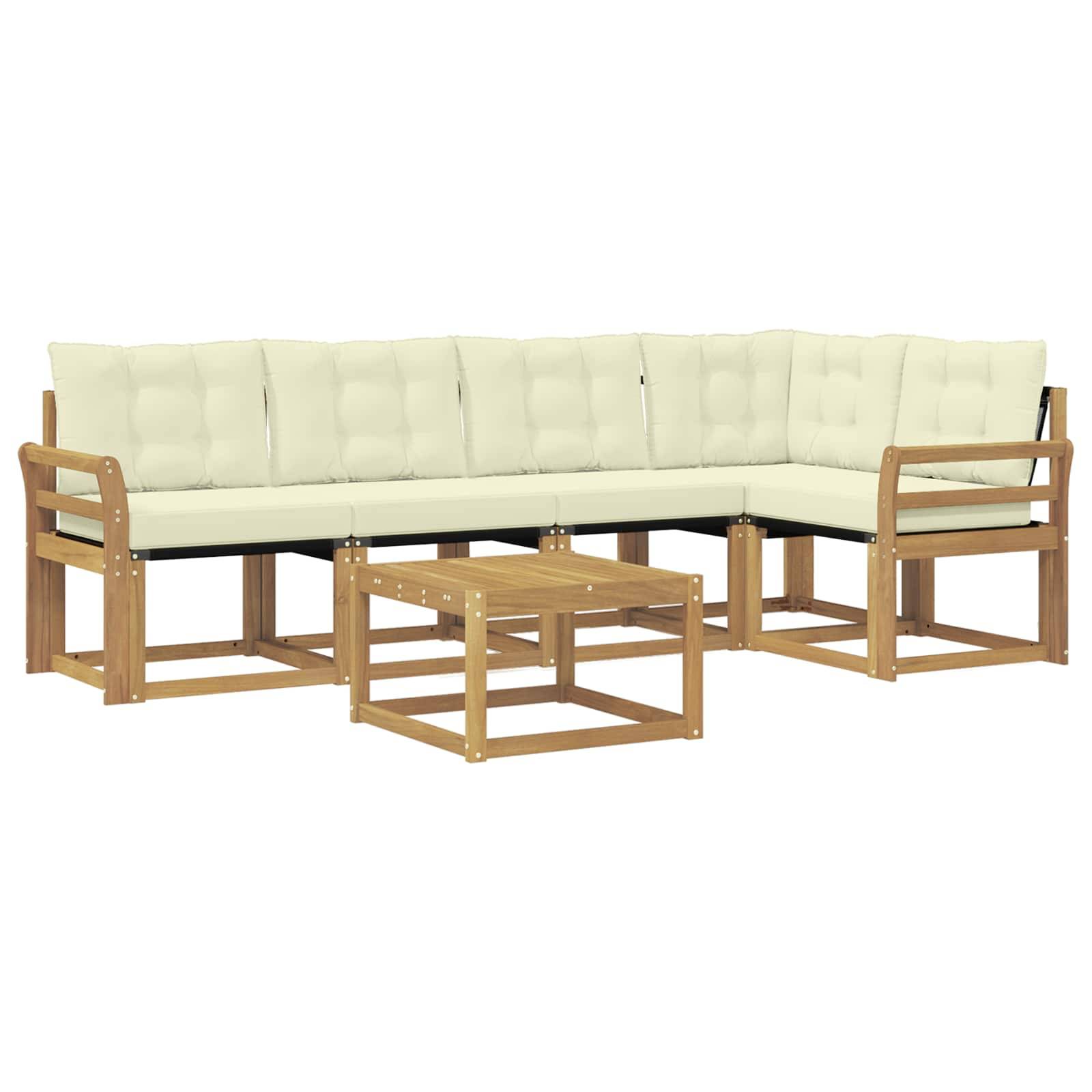 vidaXL Outdoor-Sofagarnitur mit Kissen 6 pcs Weiß und Creme