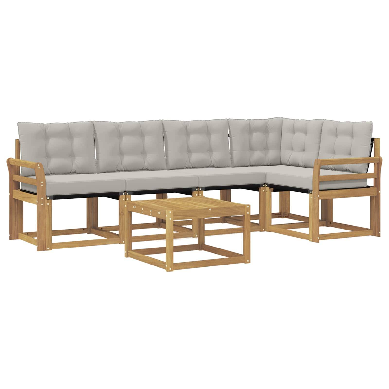 vidaXL Outdoor-Sofagarnitur mit Kissen 6 pcs Weiß und Hellgrau