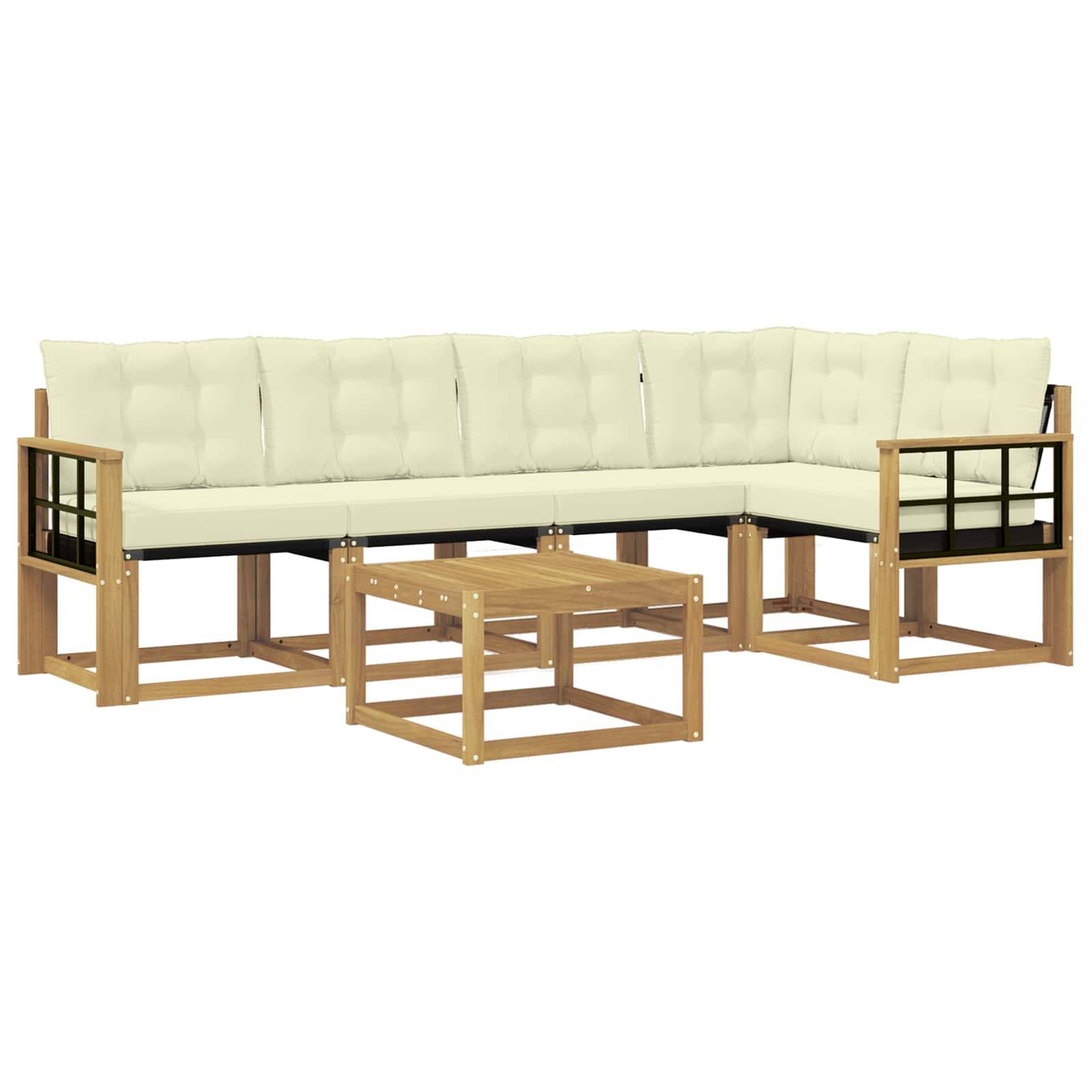 vidaXL Outdoor-Sofagarnitur mit Kissen 6 pcs Weiß und Creme