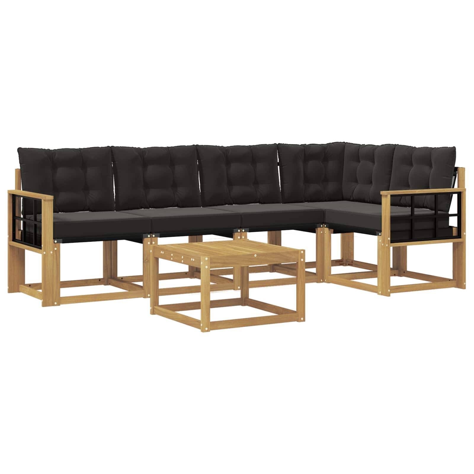 vidaXL Outdoor-Sofagarnitur mit Kissen 6 pcs Weiß und Schwarz