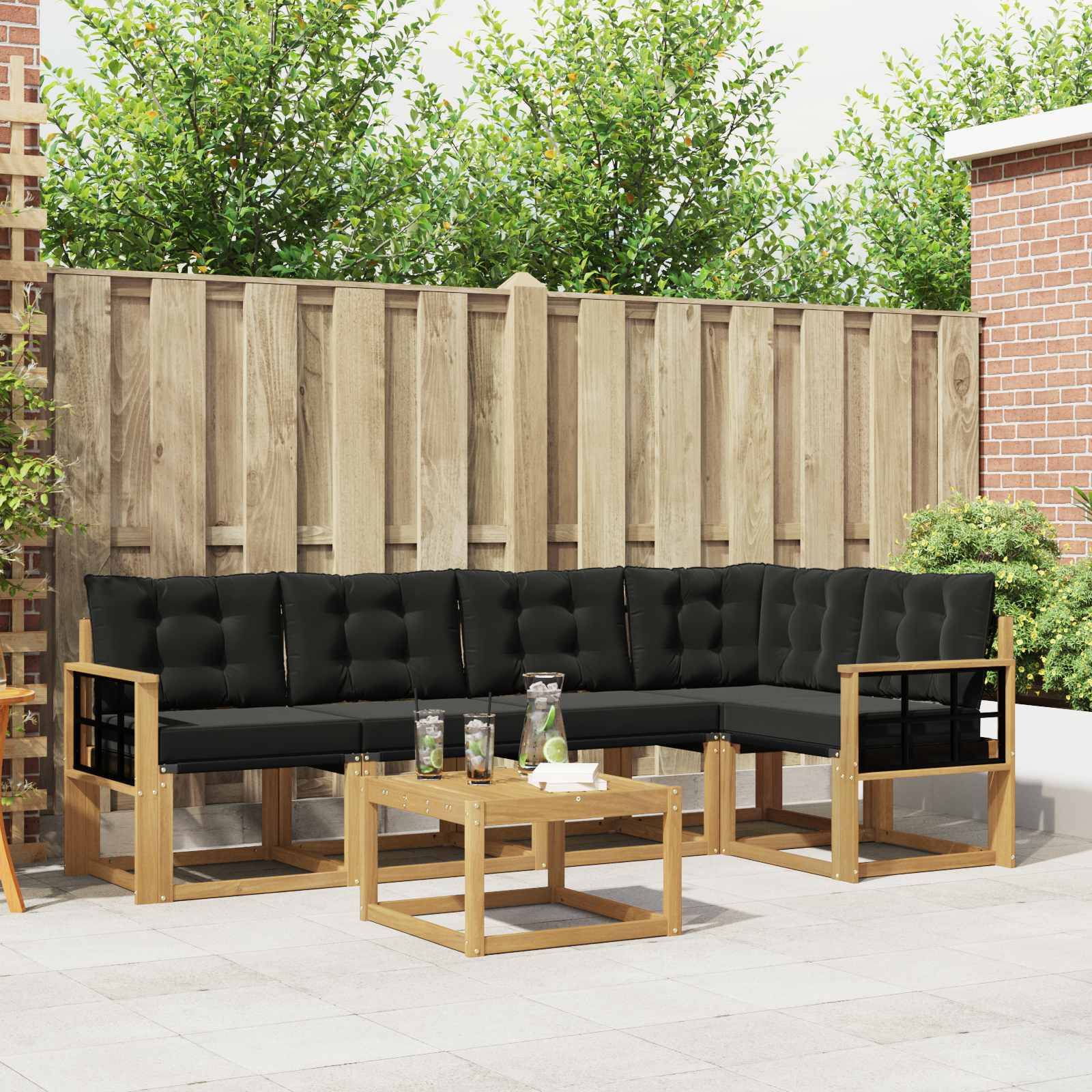 vidaXL Outdoor-Sofagarnitur mit Kissen 6 pcs Weiß und Schwarz