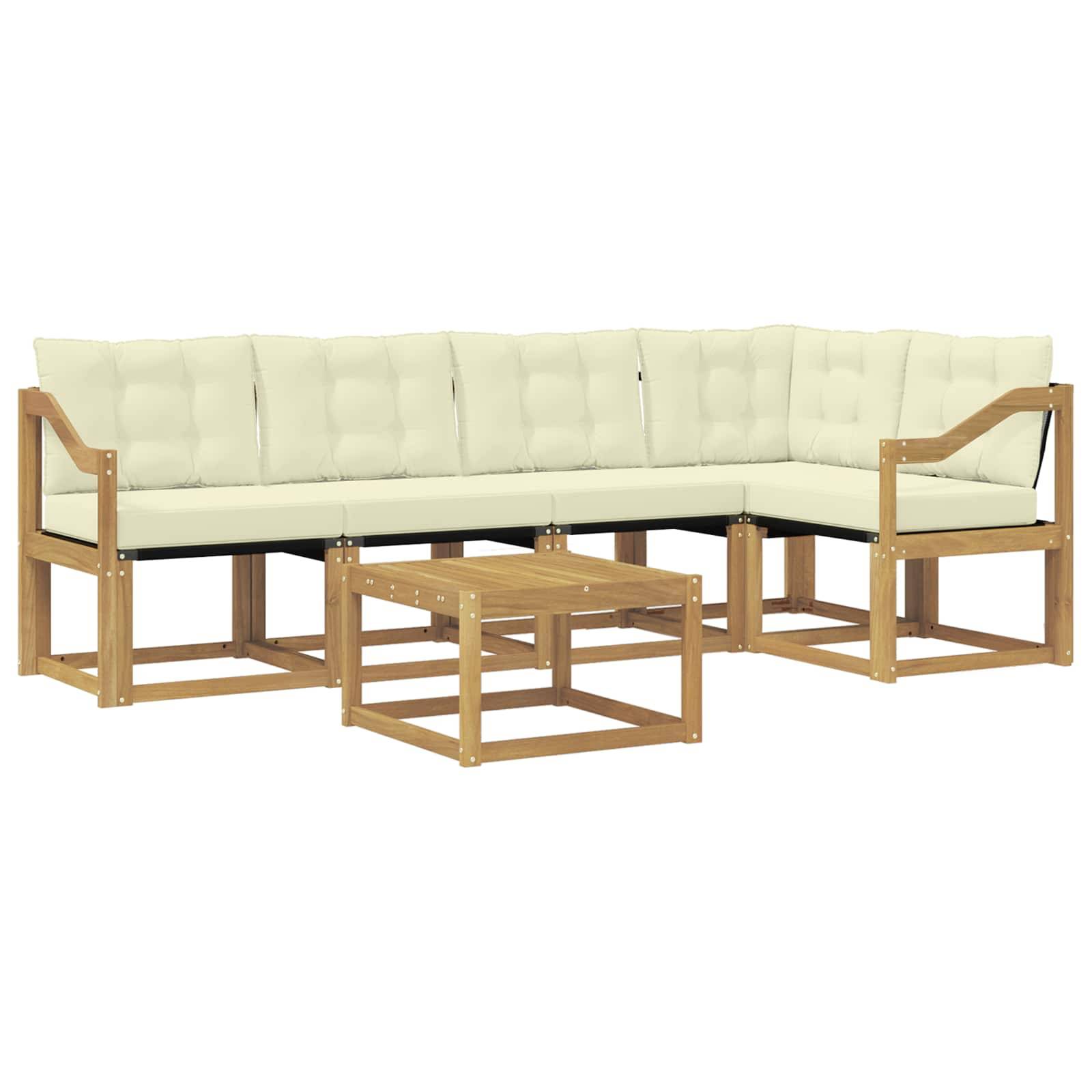 vidaXL Outdoor-Sofagarnitur mit Kissen 6 pcs Weiß und Creme
