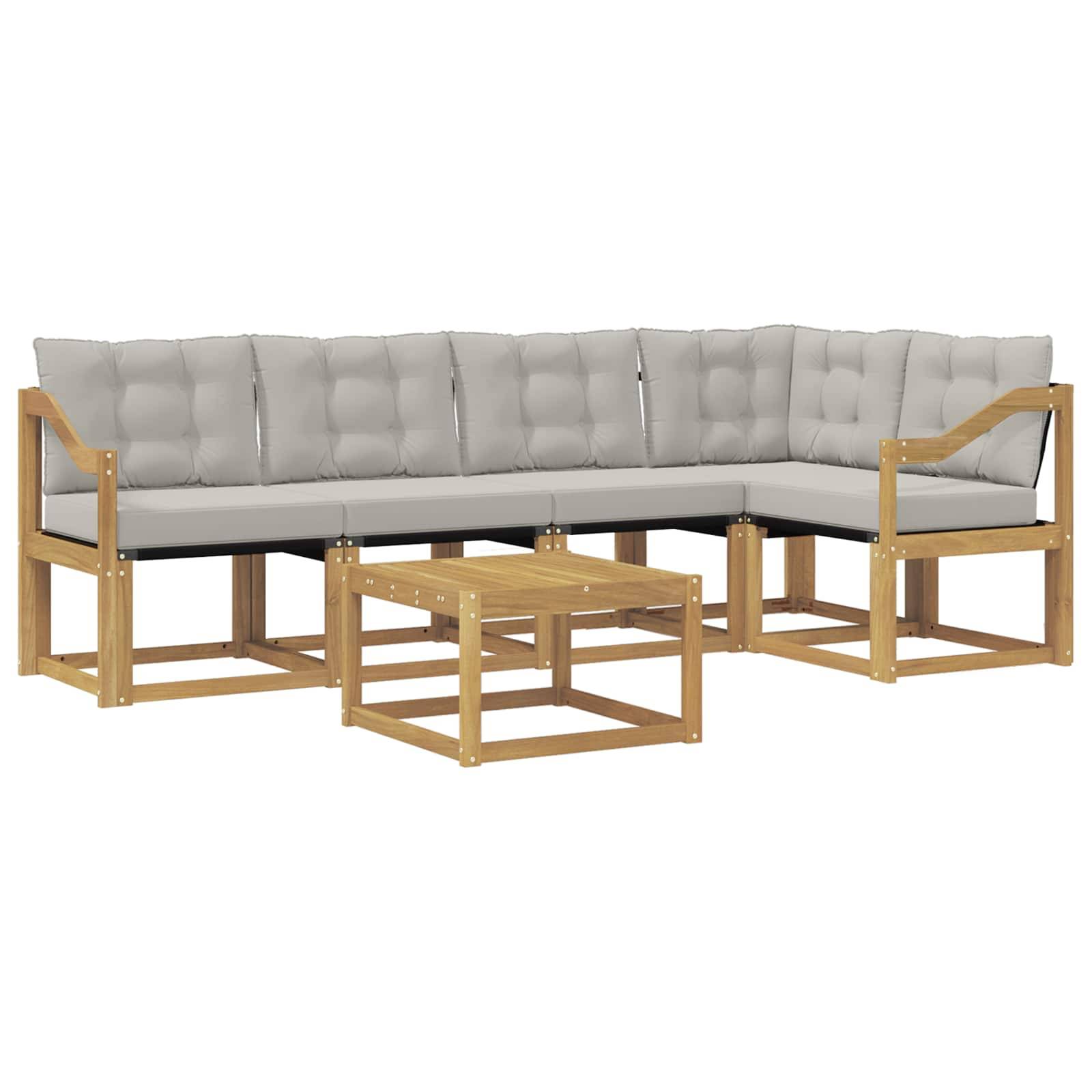 vidaXL Outdoor-Sofagarnitur mit Kissen 6 pcs Weiß und Hellgrau