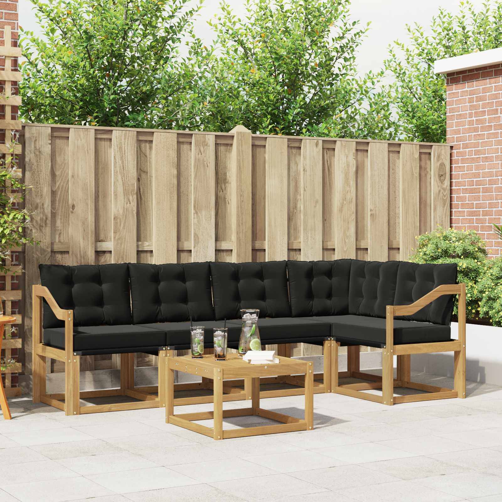 vidaXL Outdoor-Sofagarnitur mit Kissen 6 pcs Weiß und Schwarz