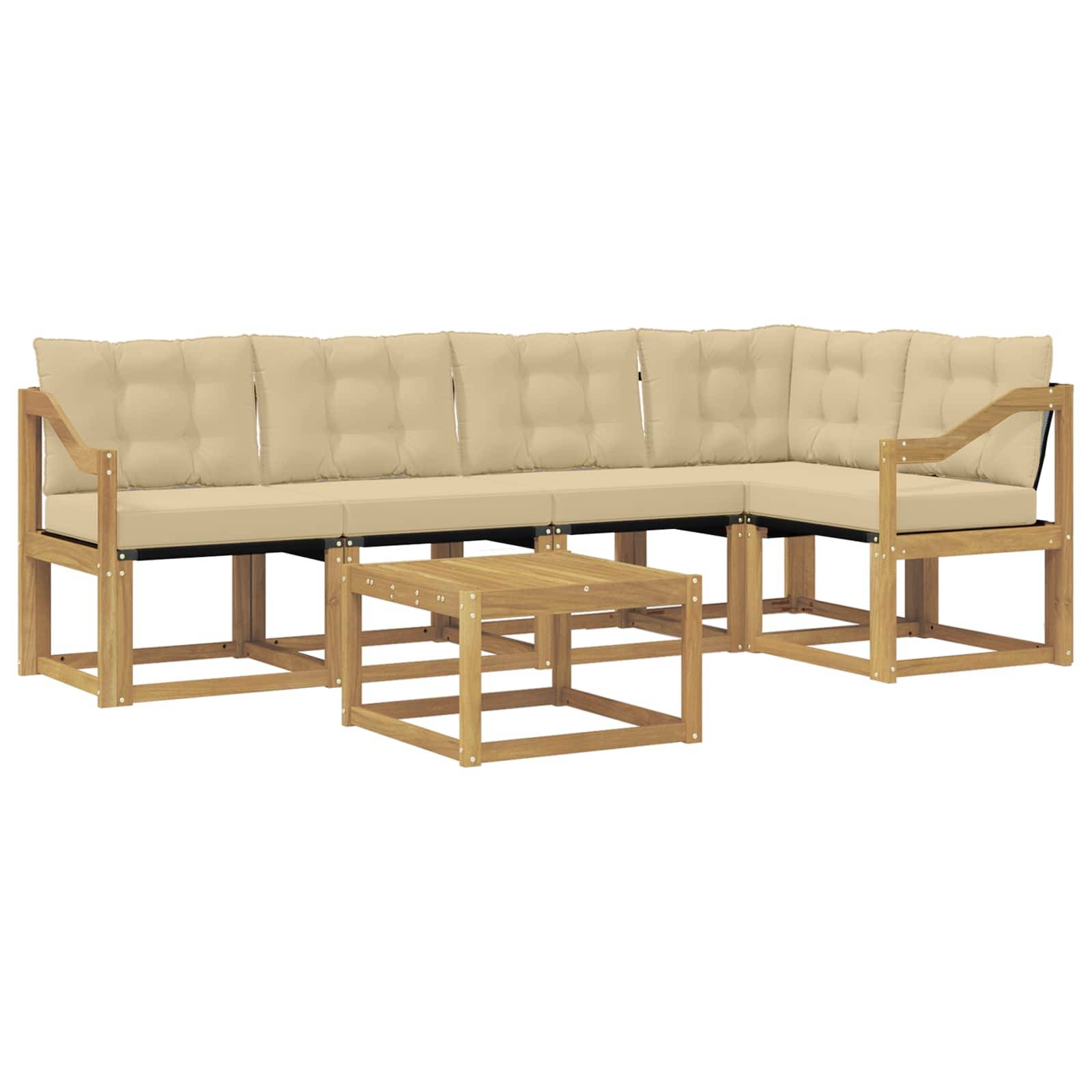 vidaXL Outdoor-Sofagarnitur mit Kissen 6 pcs Weiß und Beige
