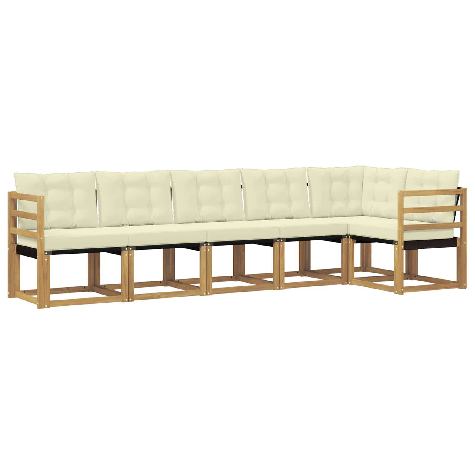 vidaXL Outdoor-Sofagarnitur mit Kissen 6 pcs Weiß und Creme