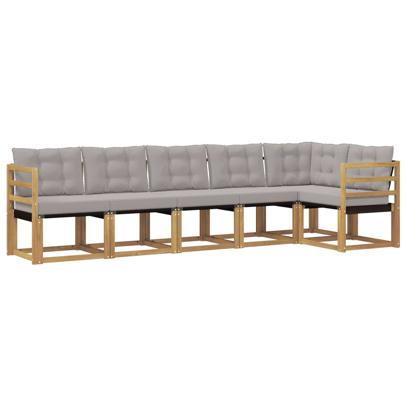 vidaXL Outdoor-Sofagarnitur mit Kissen 6 pcs Weiß und Hellgrau
