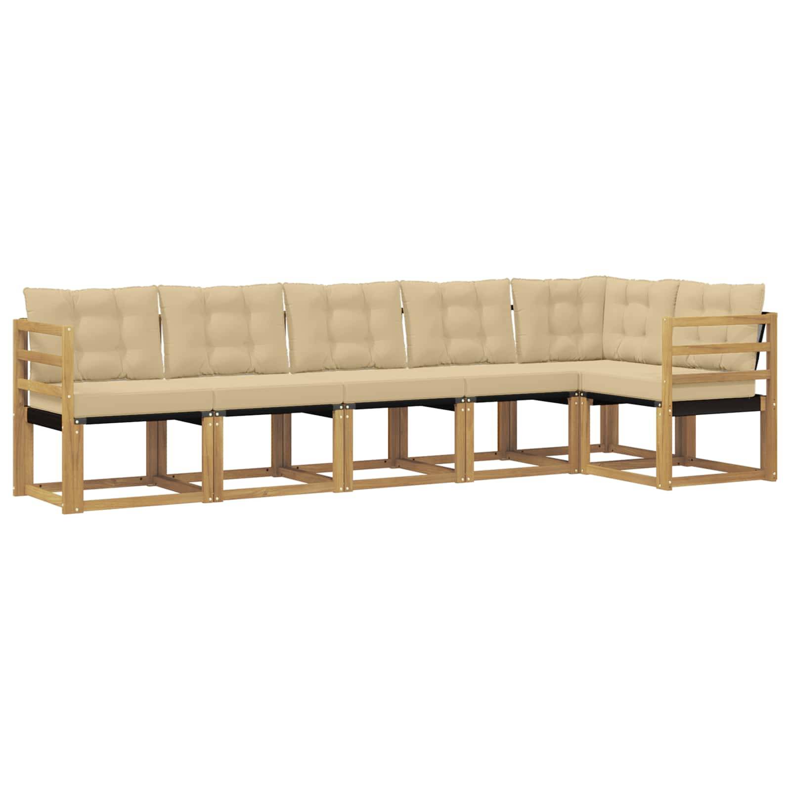 vidaXL Outdoor-Sofagarnitur mit Kissen 6 pcs Weiß und Beige
