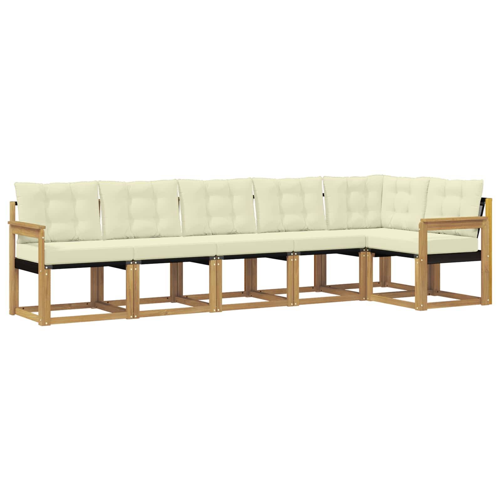 vidaXL Outdoor-Sofagarnitur mit Kissen 6 pcs Weiß und Creme