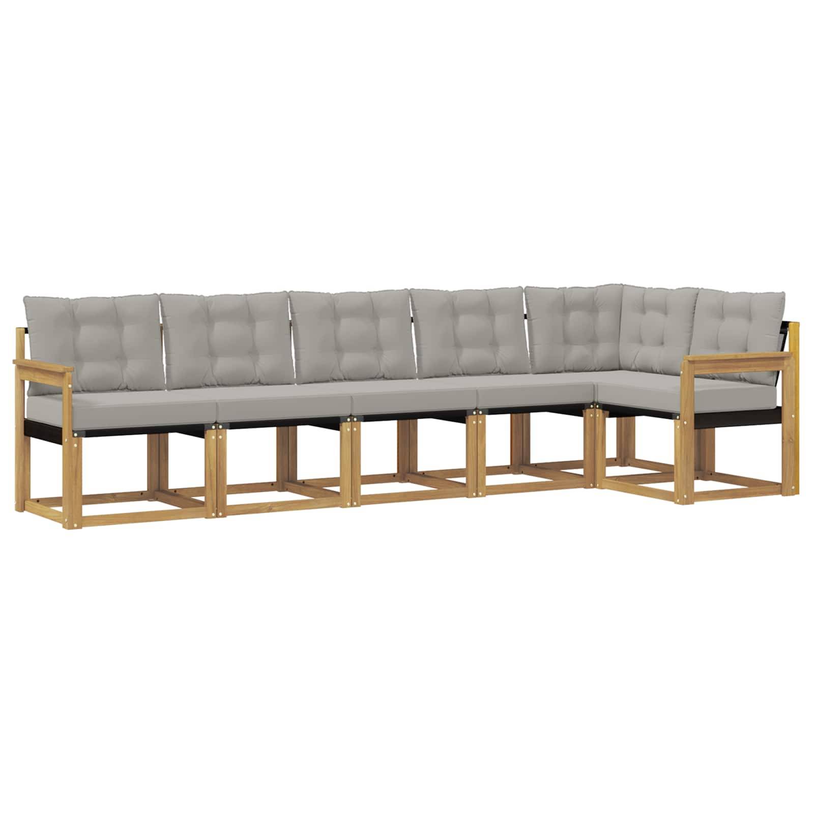 vidaXL Outdoor-Sofagarnitur mit Kissen 6 pcs Weiß und Hellgrau
